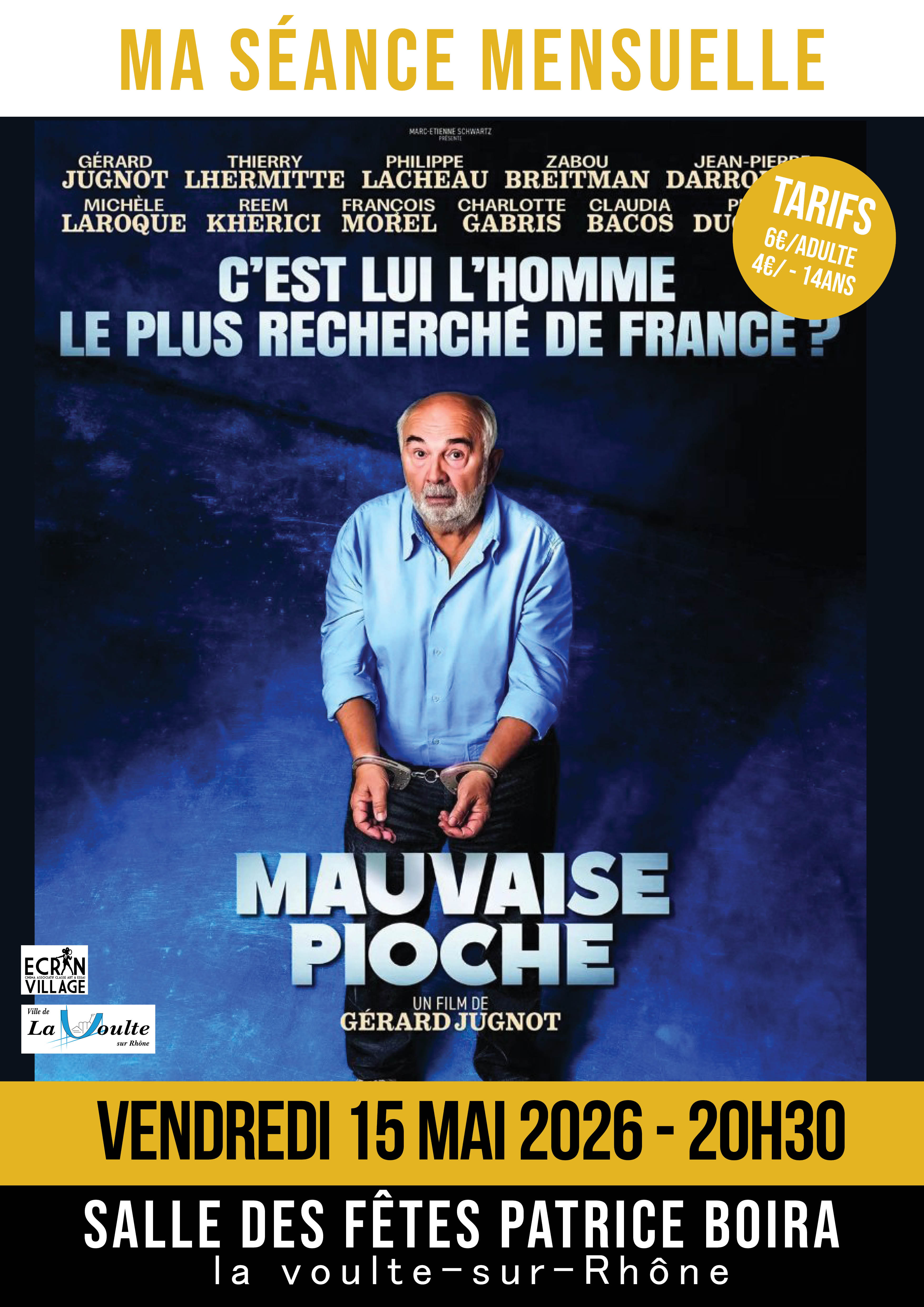 SEANCES DE CINEMA, tout au long de l'année, un vendredi par mois...