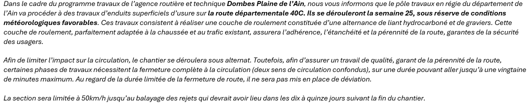Travaux RD40C