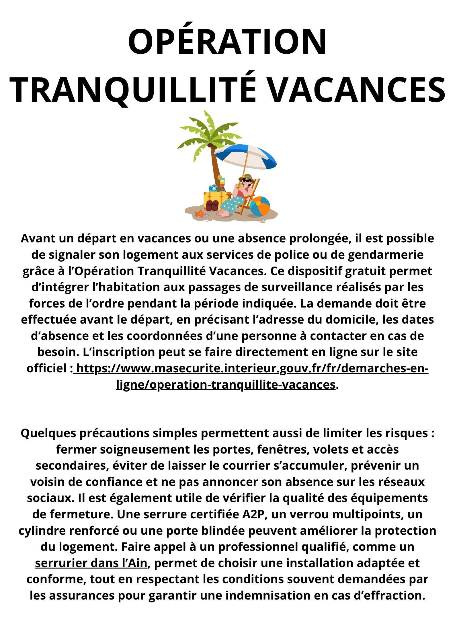 Opération Tranquillité vacances