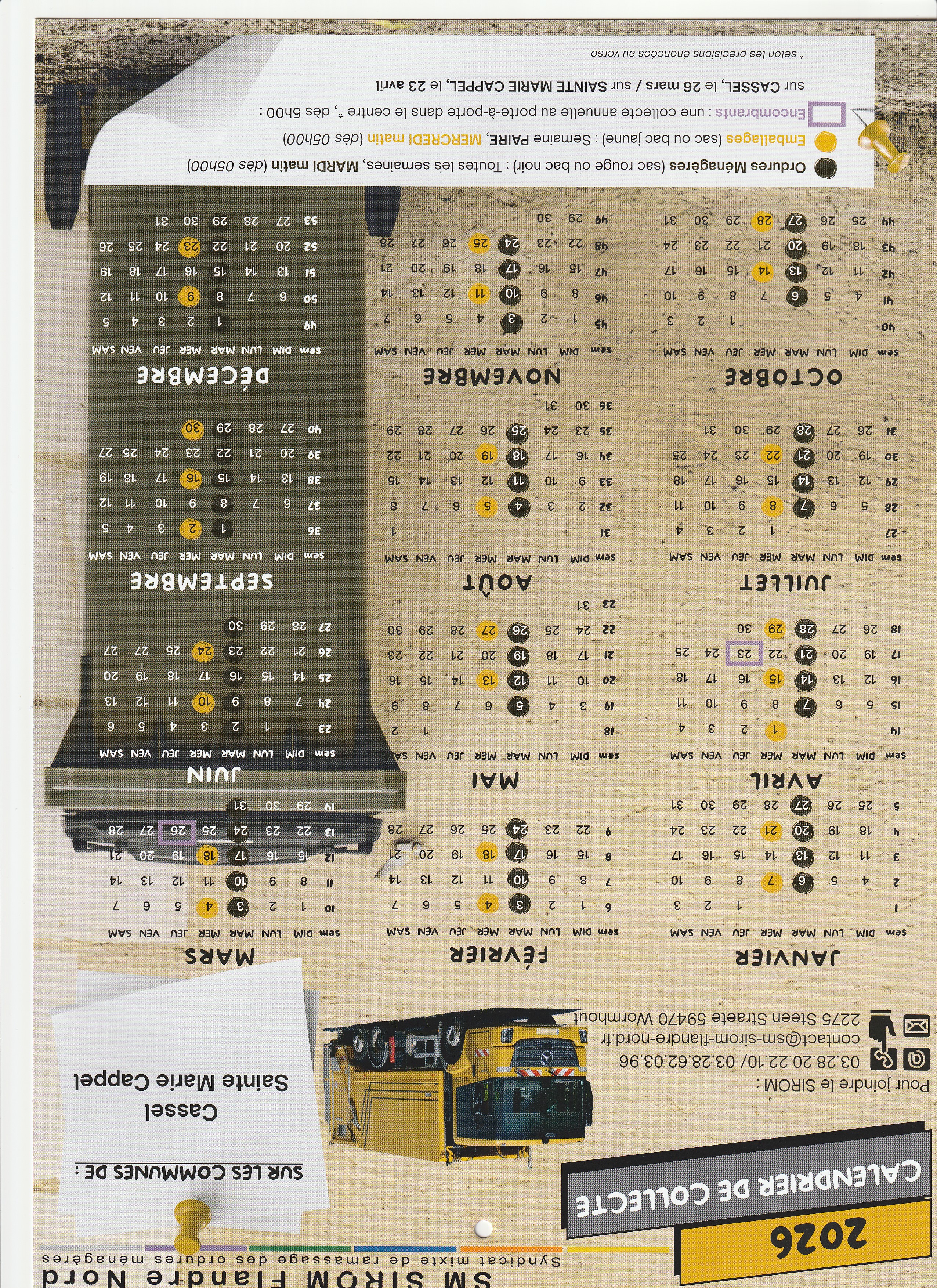 Calendrier des collectes de déchets