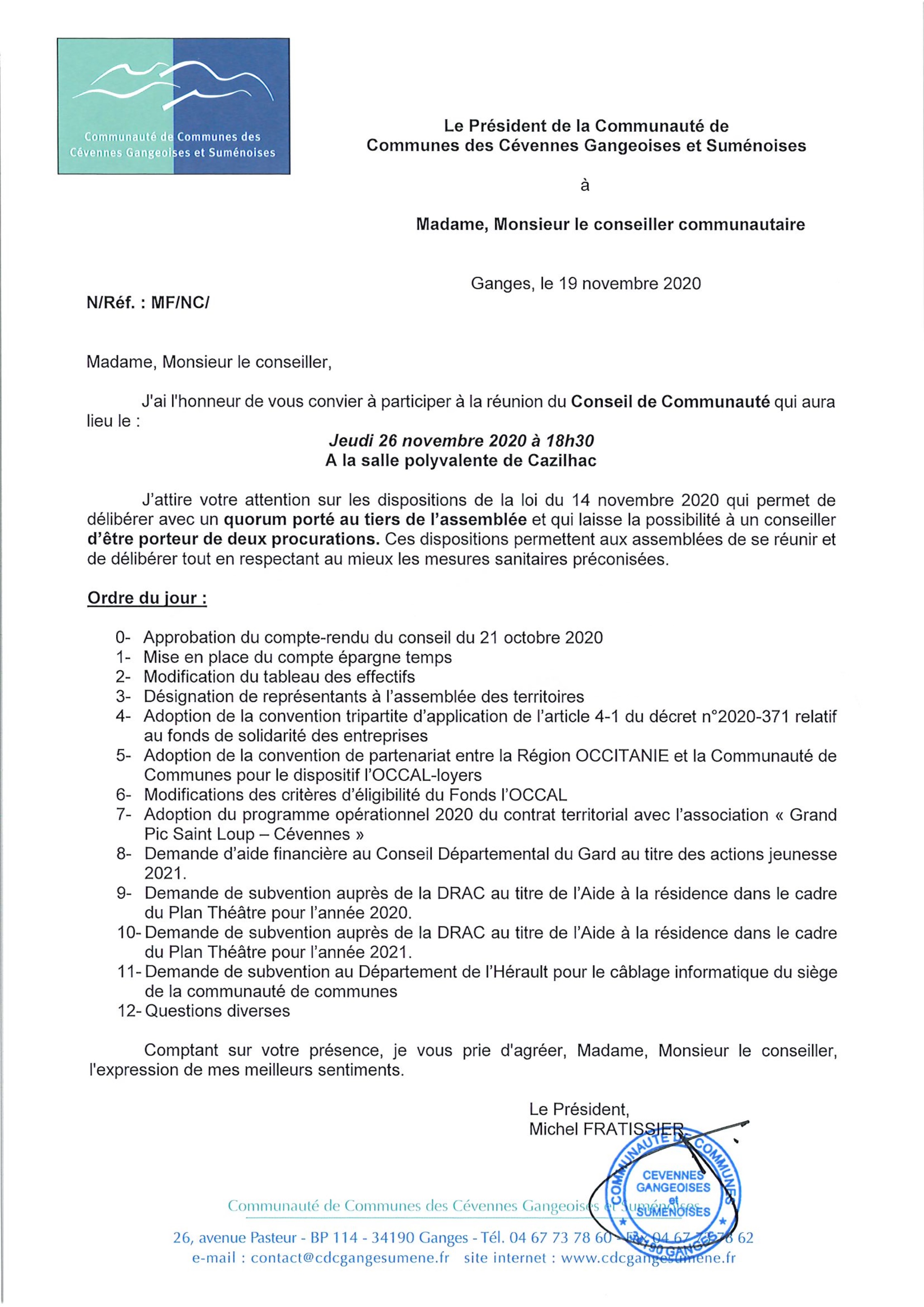 Convocation conseil communautaire du 26 novembre 2020.jpg