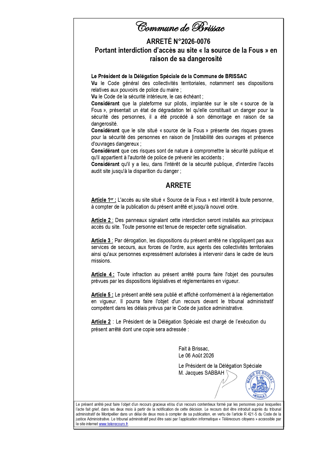2026-0076 Arrêté portant interdiction d_accès au site situé source de la Fous_page-0001.jpg