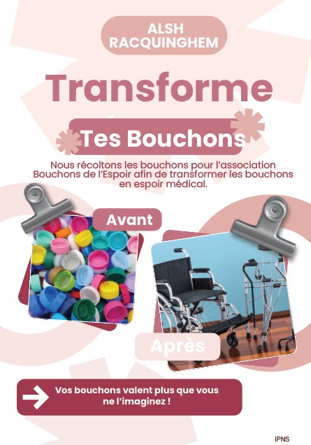 Action solidaire École et ALSH Les Landes : collecte de bouchons et de crayons