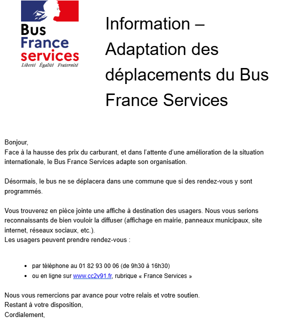 Modification des bus France Services