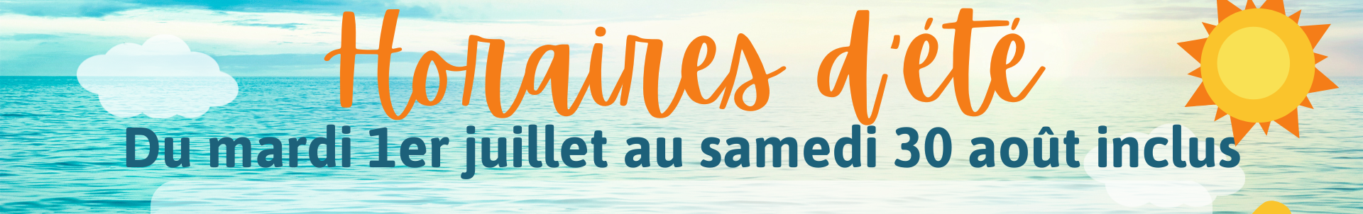 Logo horaires d'été médiathèque du 1er juillet au 30 août inclus