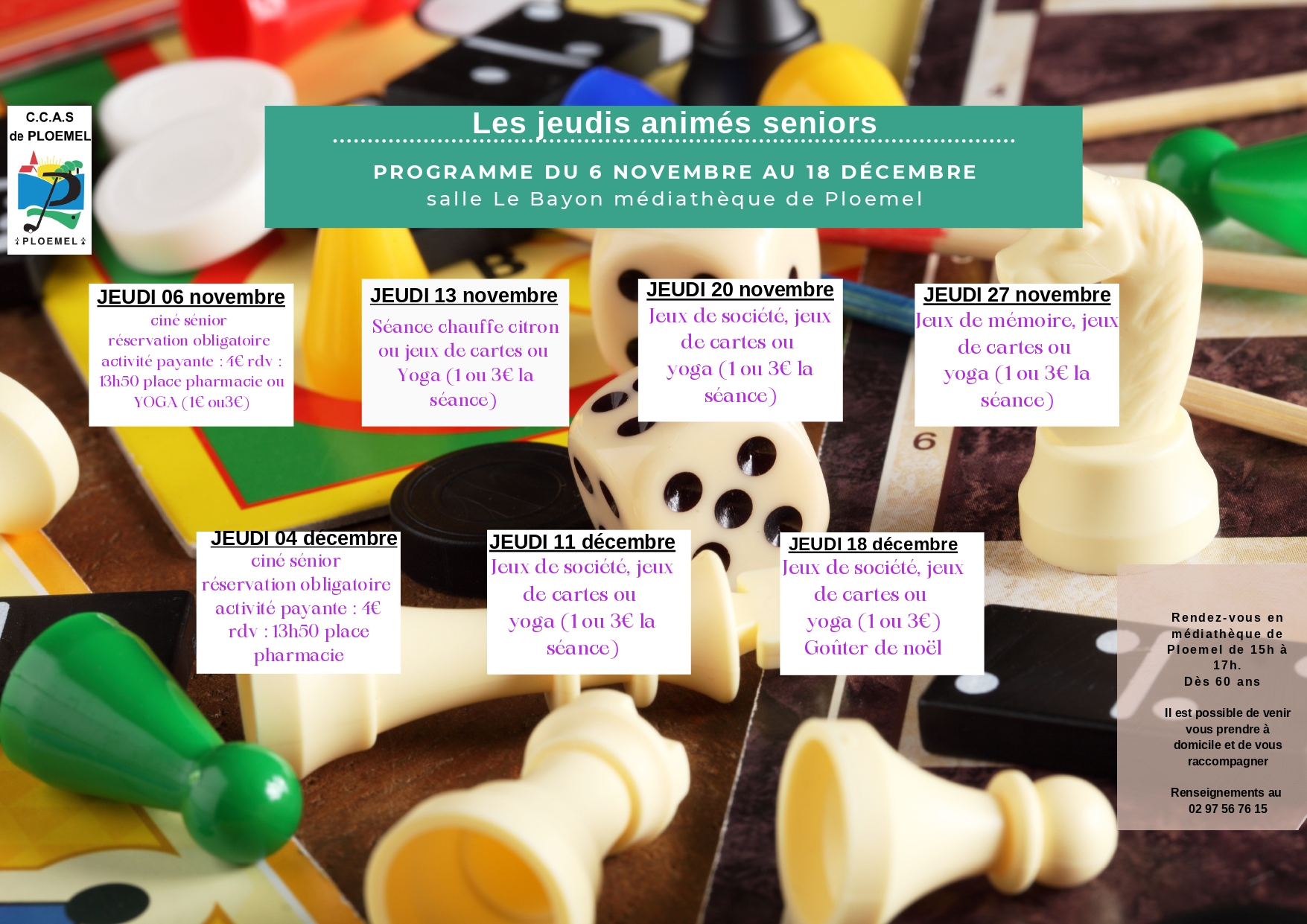 Programme jeudi des seniors novembre décembre 2025