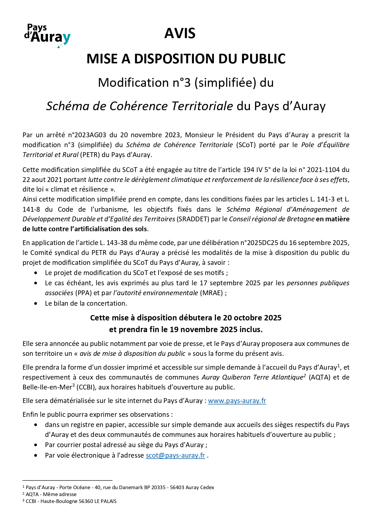 Avis Mise à Disposition modification Schéma de Cohérence Territoriale 25 09 2025.jpg