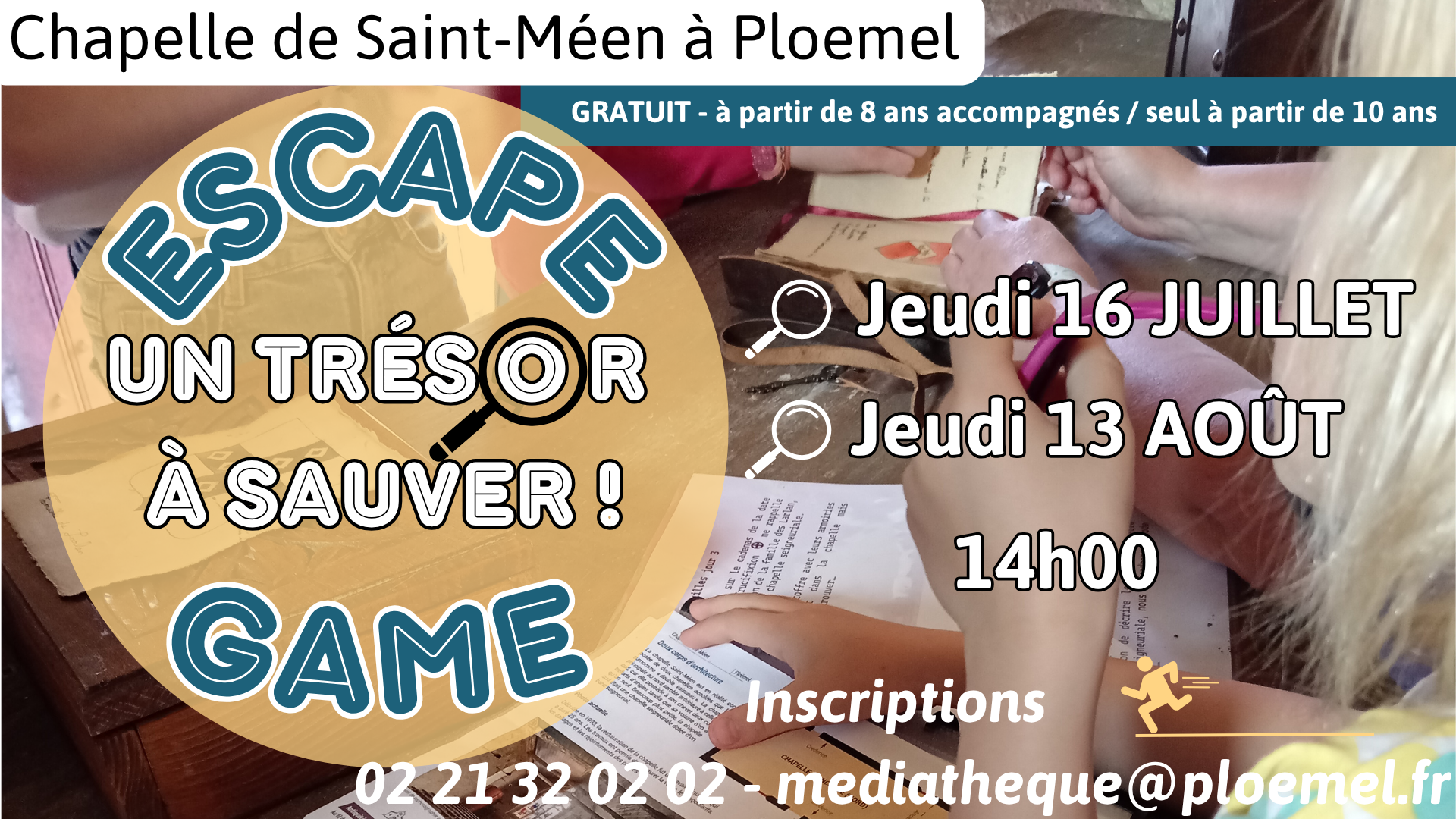 Escape game jeudis 16 juillet et 13 août à 14h