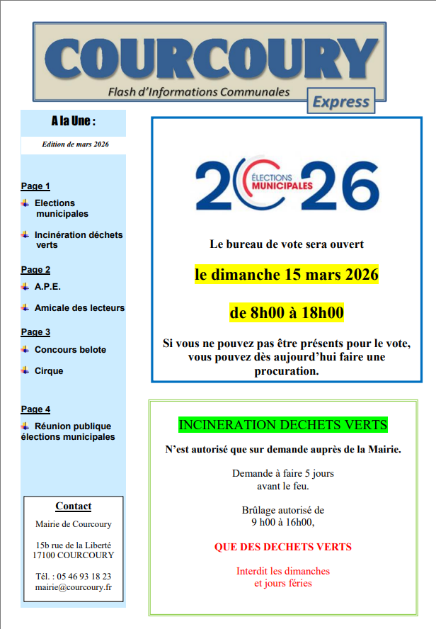 Flash Info de mars 2026