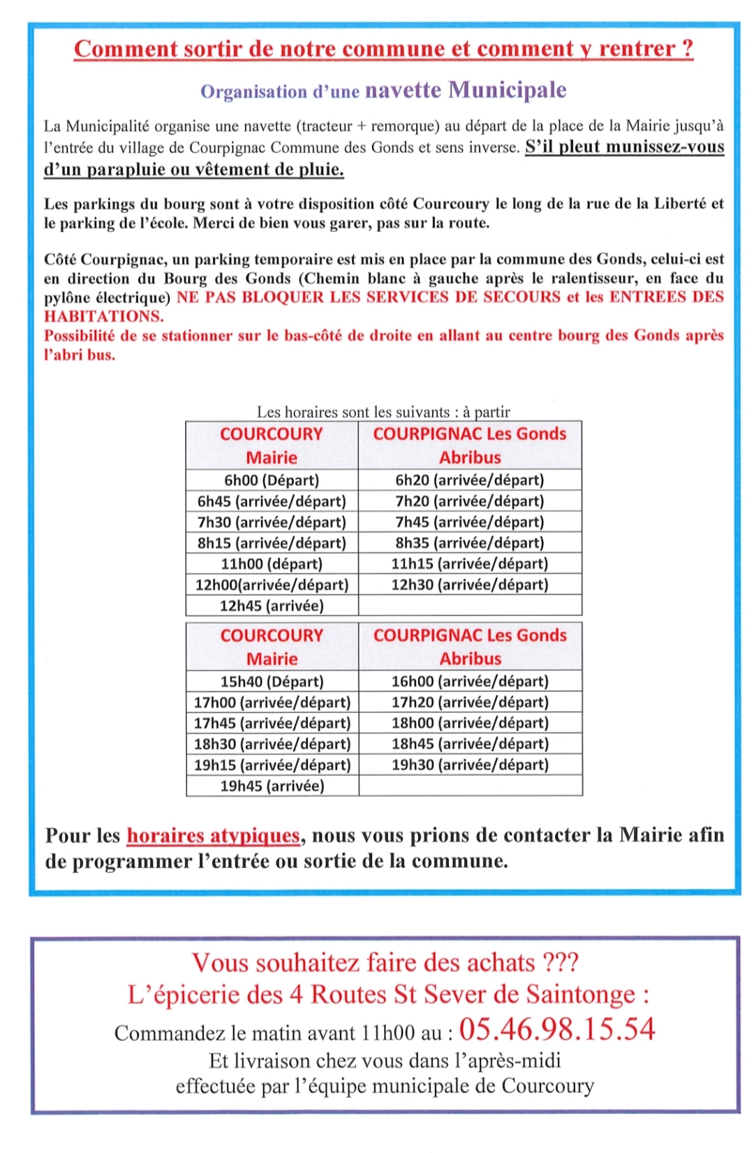 Communiqué du MaireIMPORTANT
