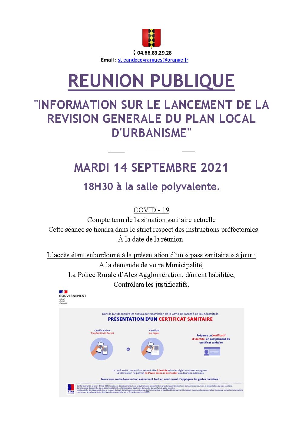 Convocation reunion publique 14 septembre 1