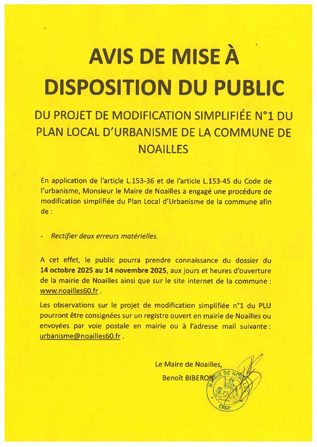 Avis de mise à disposition du public Projet de modification simplifiée n° 1 du PLU de Noailles_page-0001.jpg