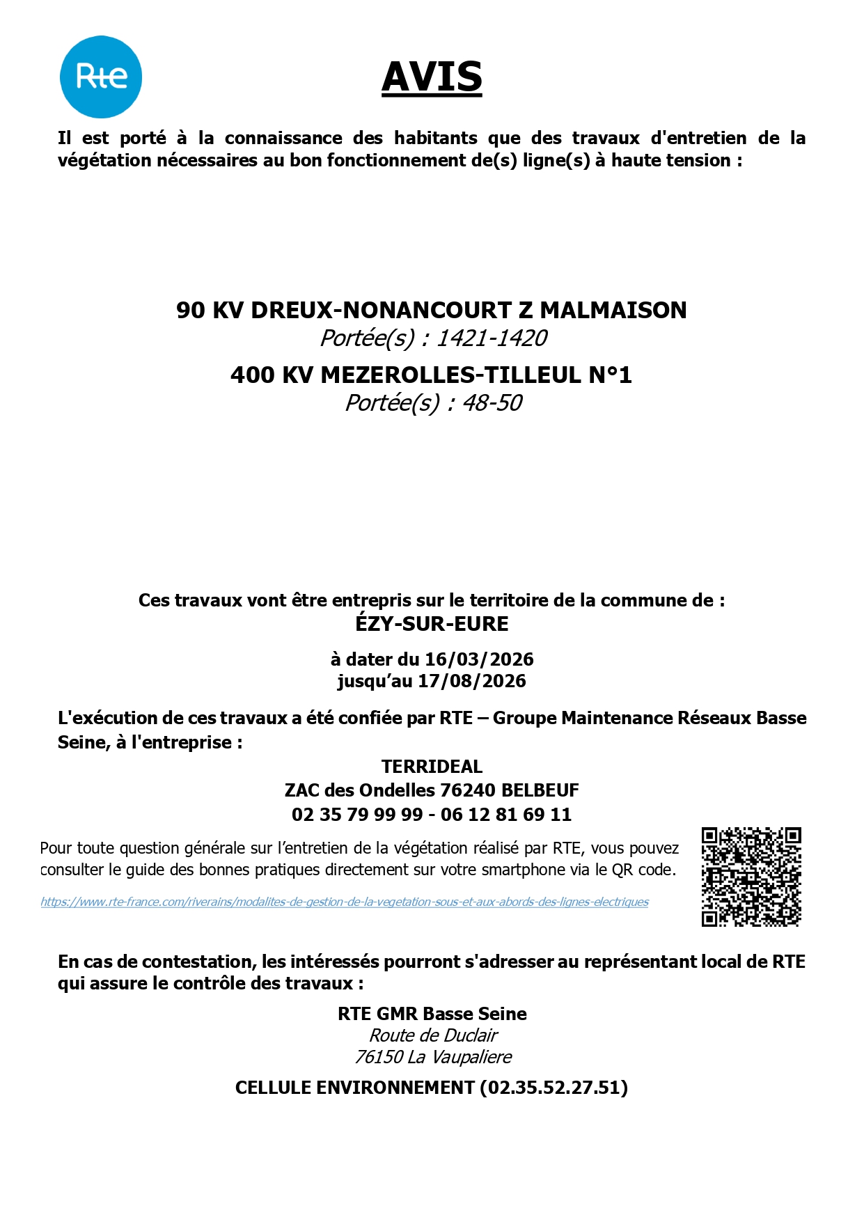 Travaux d'entretien de la végétation