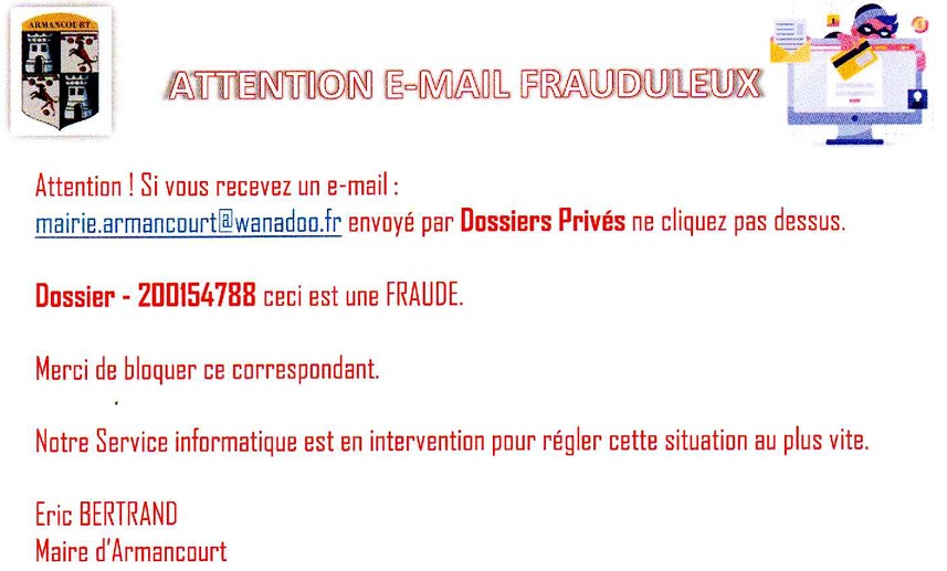 ALERTE : Attention email frauduleux
