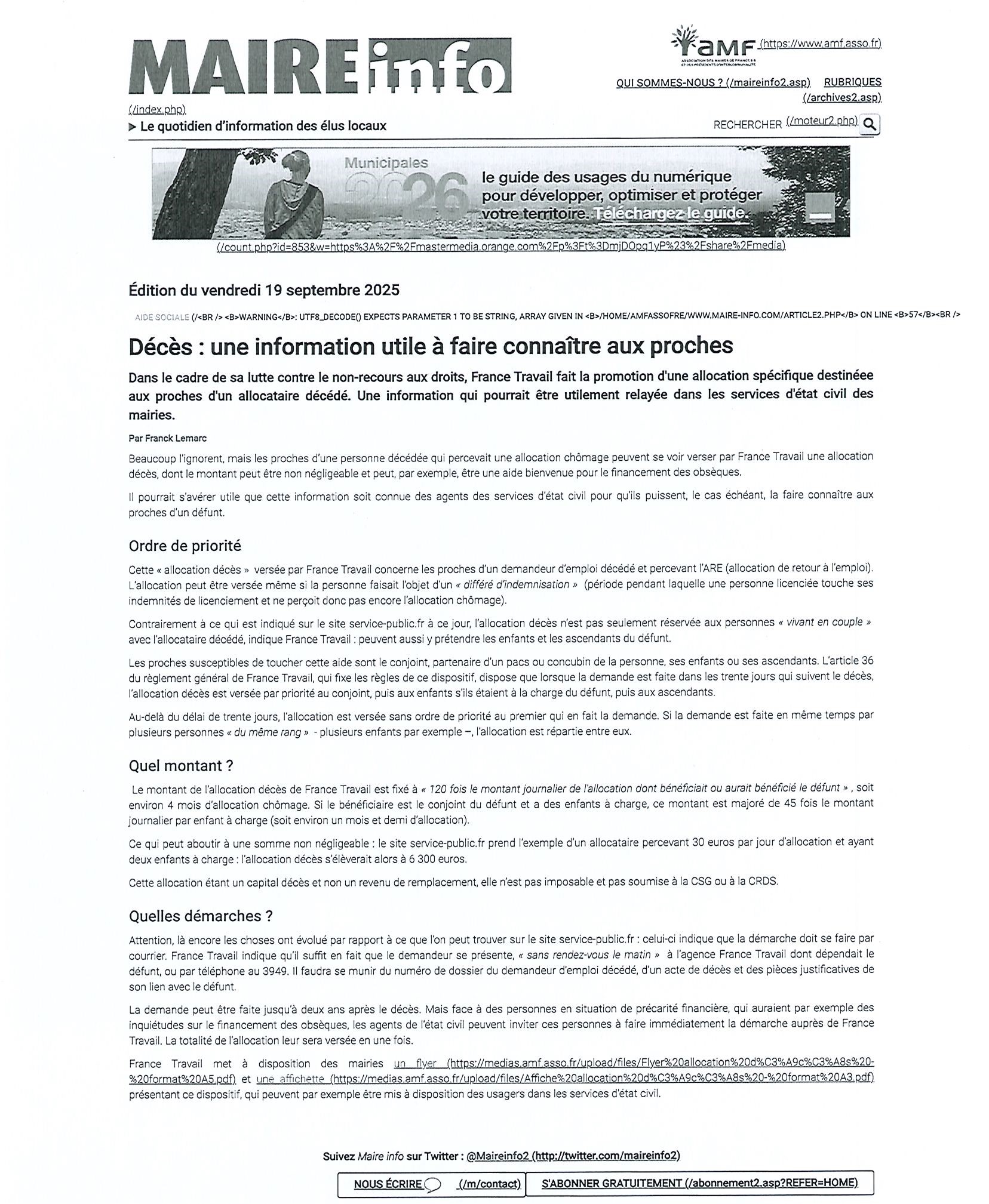 Décès : une information utile à faire connaître aux proches