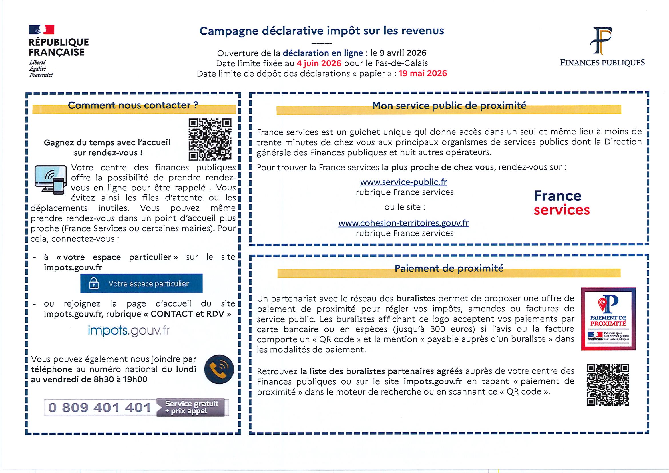 Finances Publiques : campagne déclarative impôt sur les revenus