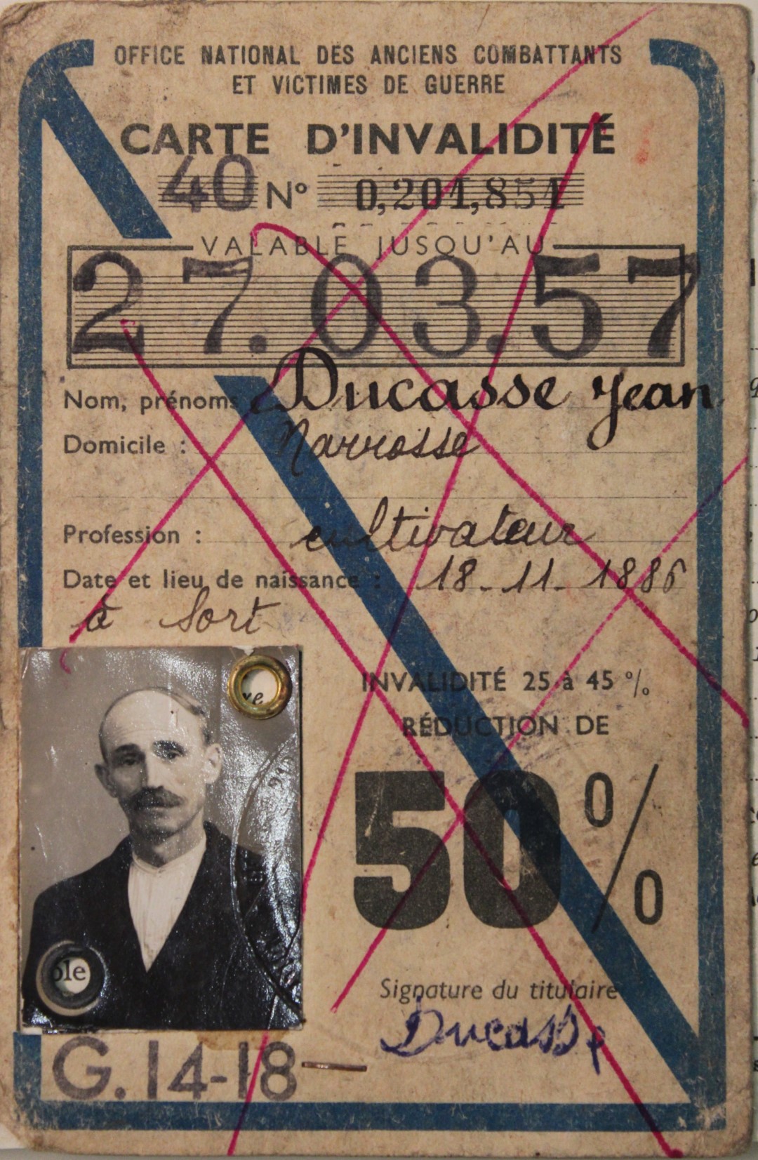 14-18 DUCASSE Jean Auguste Carte invalidité 2.JPG