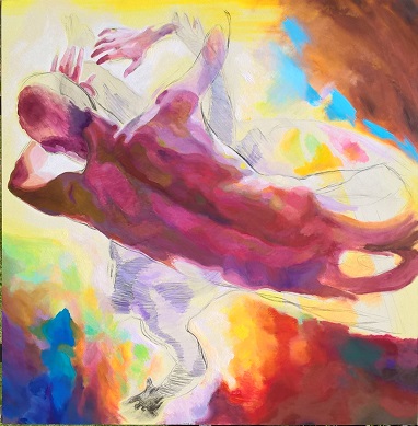 La chute 150x150 fusain acrylique huile 2017.jpg