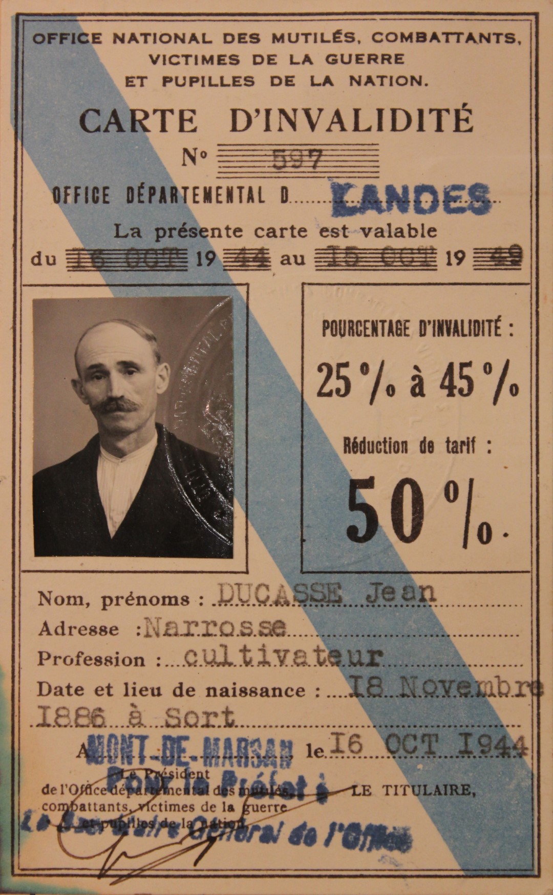 14-18 DUCASSE Jean Auguste Carte invalidité 1.JPG