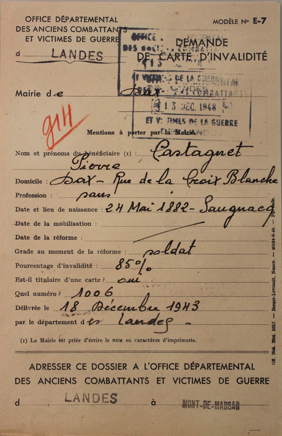 14-18 CASTAGNET Pierre Demande carte invalidité.JPG