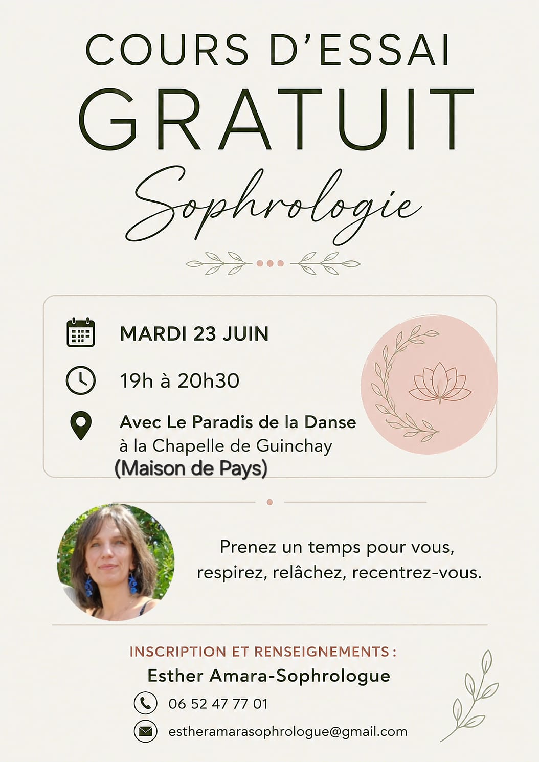 Cours d'essai gratuit : Sophrologie