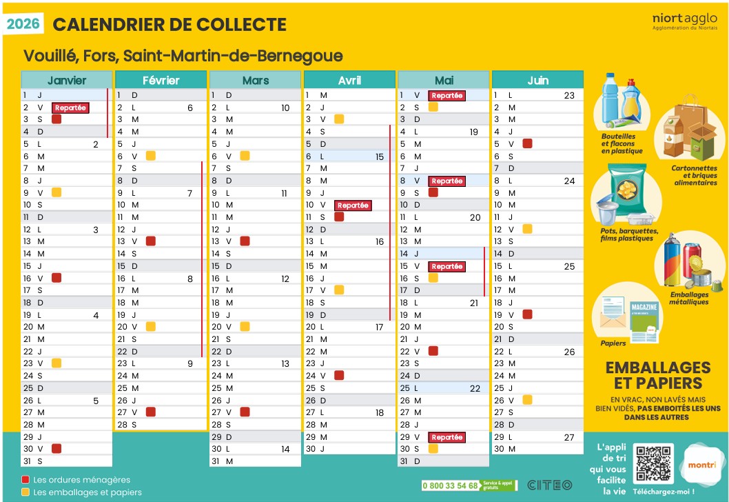 Calendrier collectes 2026