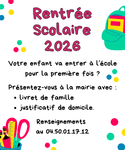 Inscription première rentrée scolaire 2026