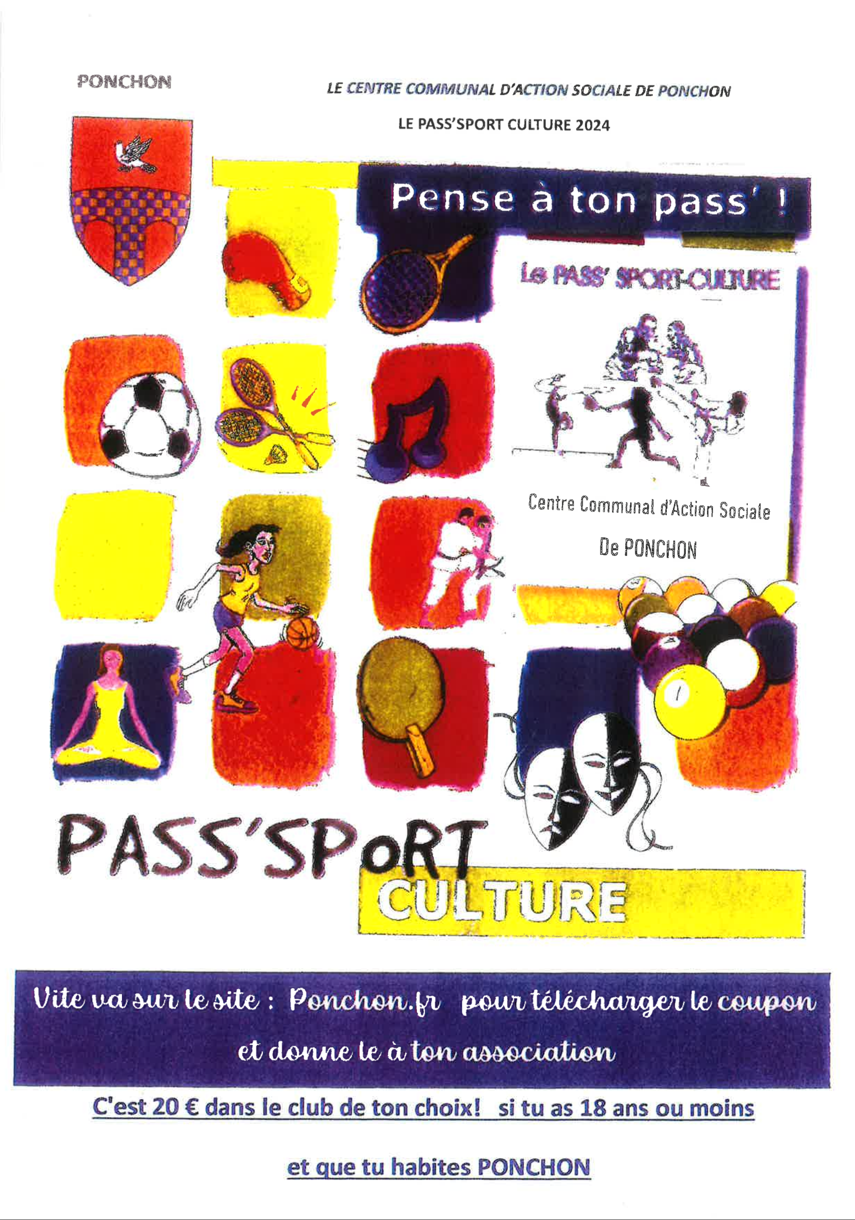 LE C.C.A.S de la Commune de PONCHON renouvelle le PASS'SPORT CULTURE