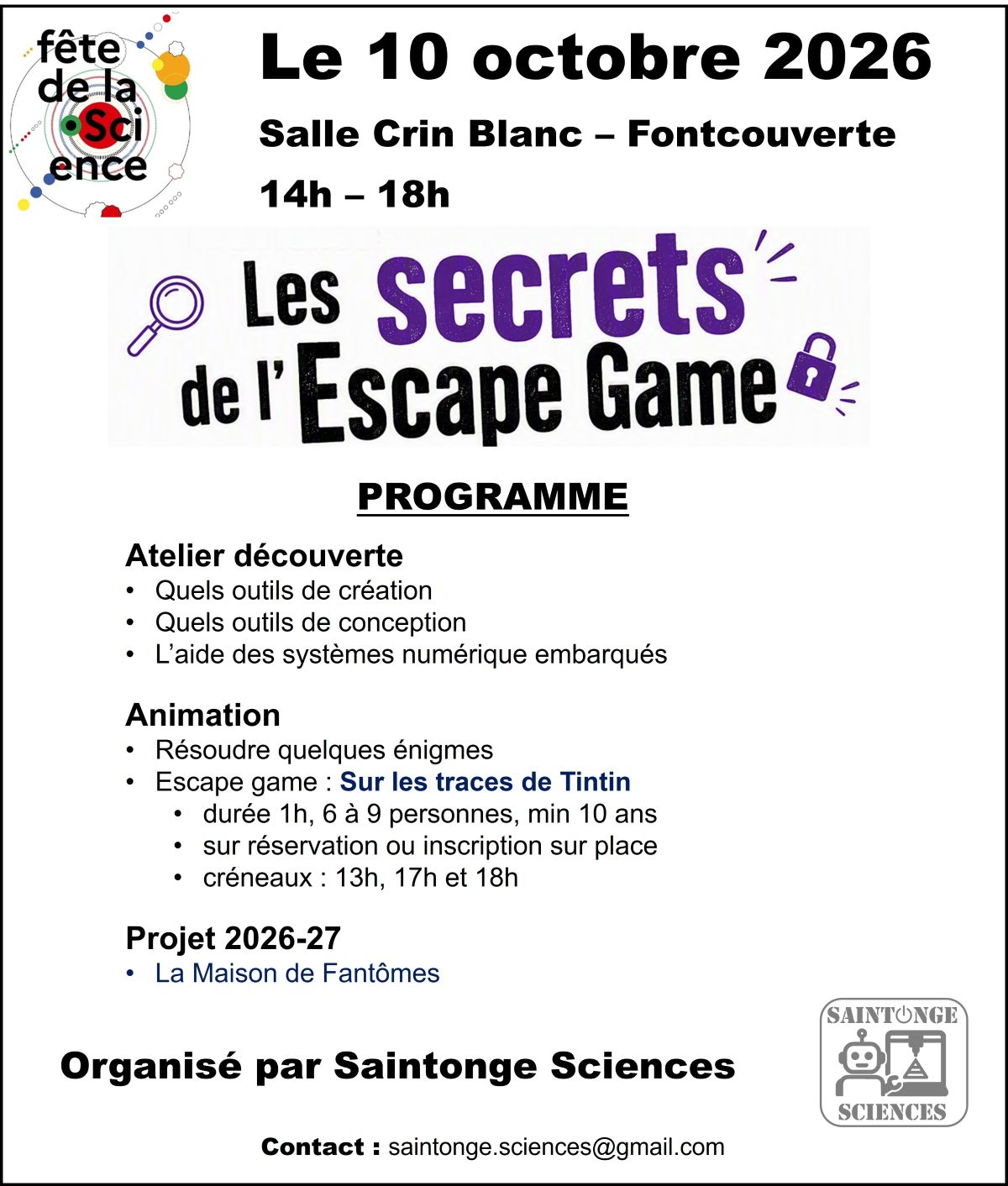 10/26 - Saintonge Sciences Programme