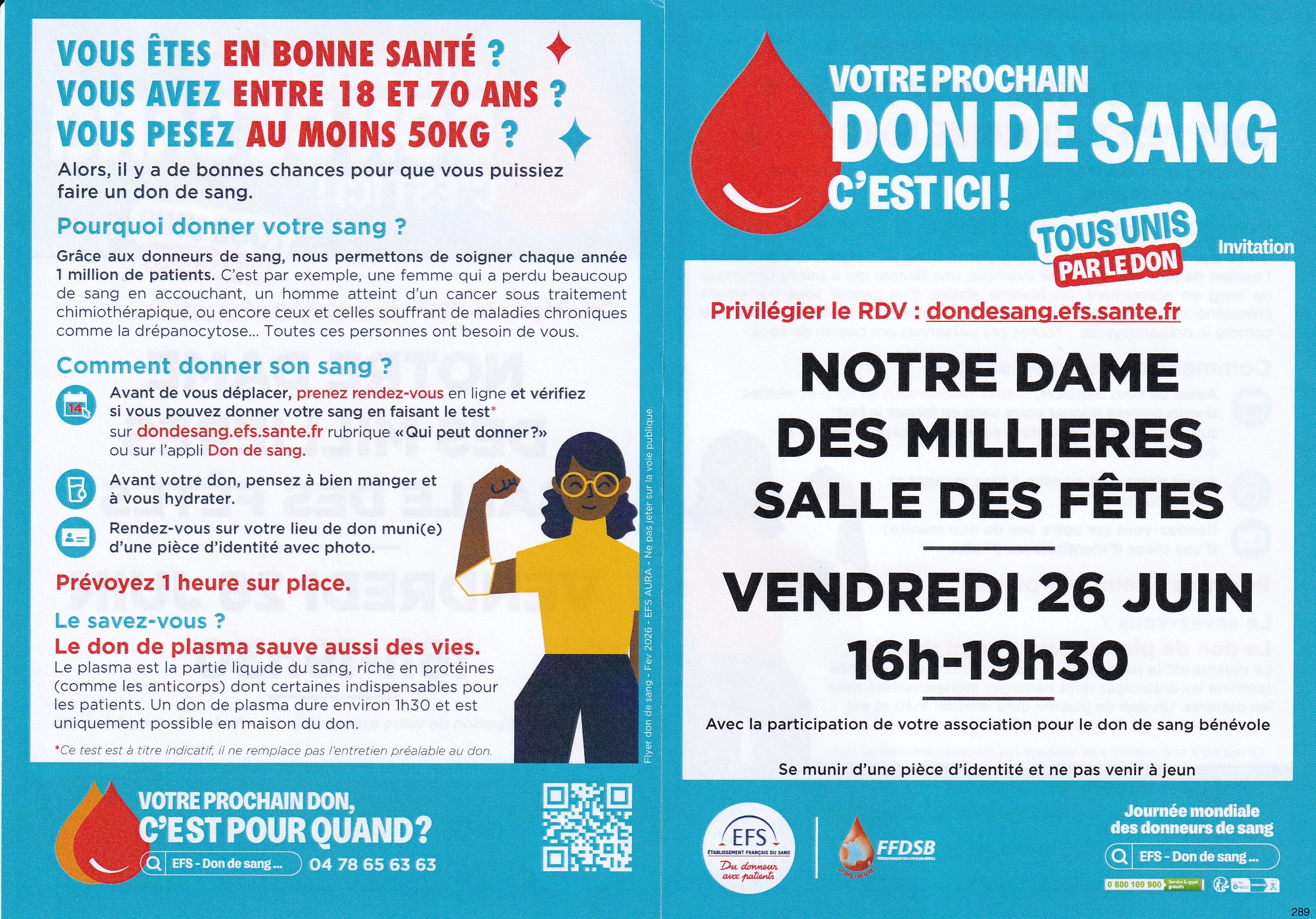 Collecte de sang à Notre-Dame-des-Millières