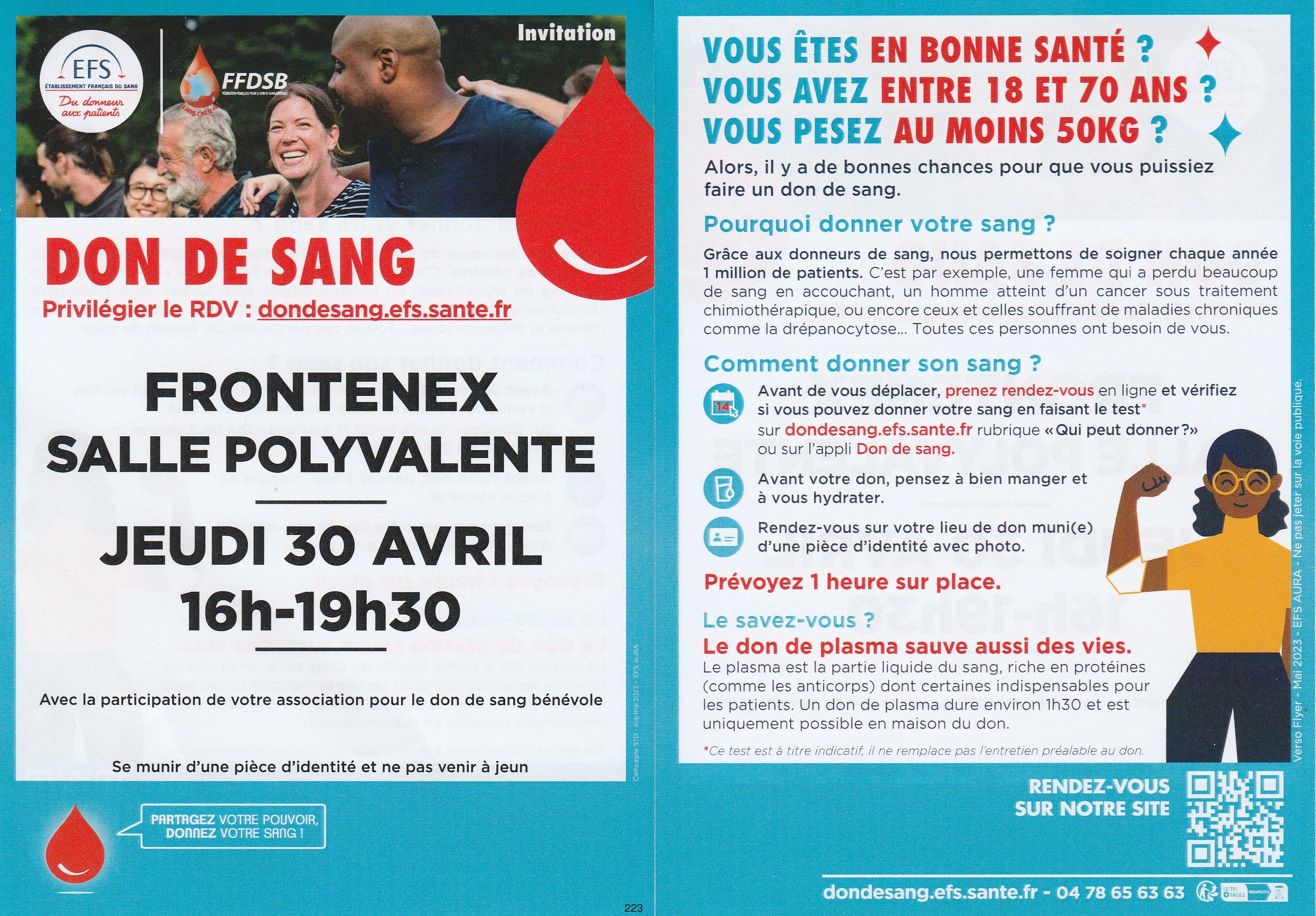 Don du sang - Jeudi 30 avril - Frontenex