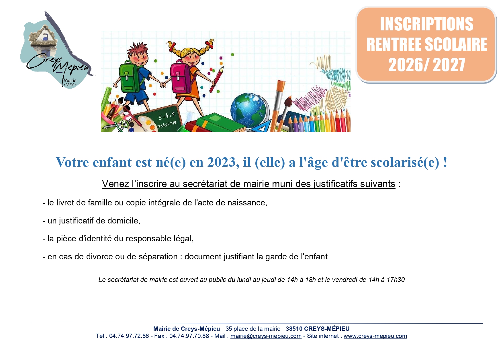 Affiche inscriptions école de Creys Mépieu_2026-2027.jpg