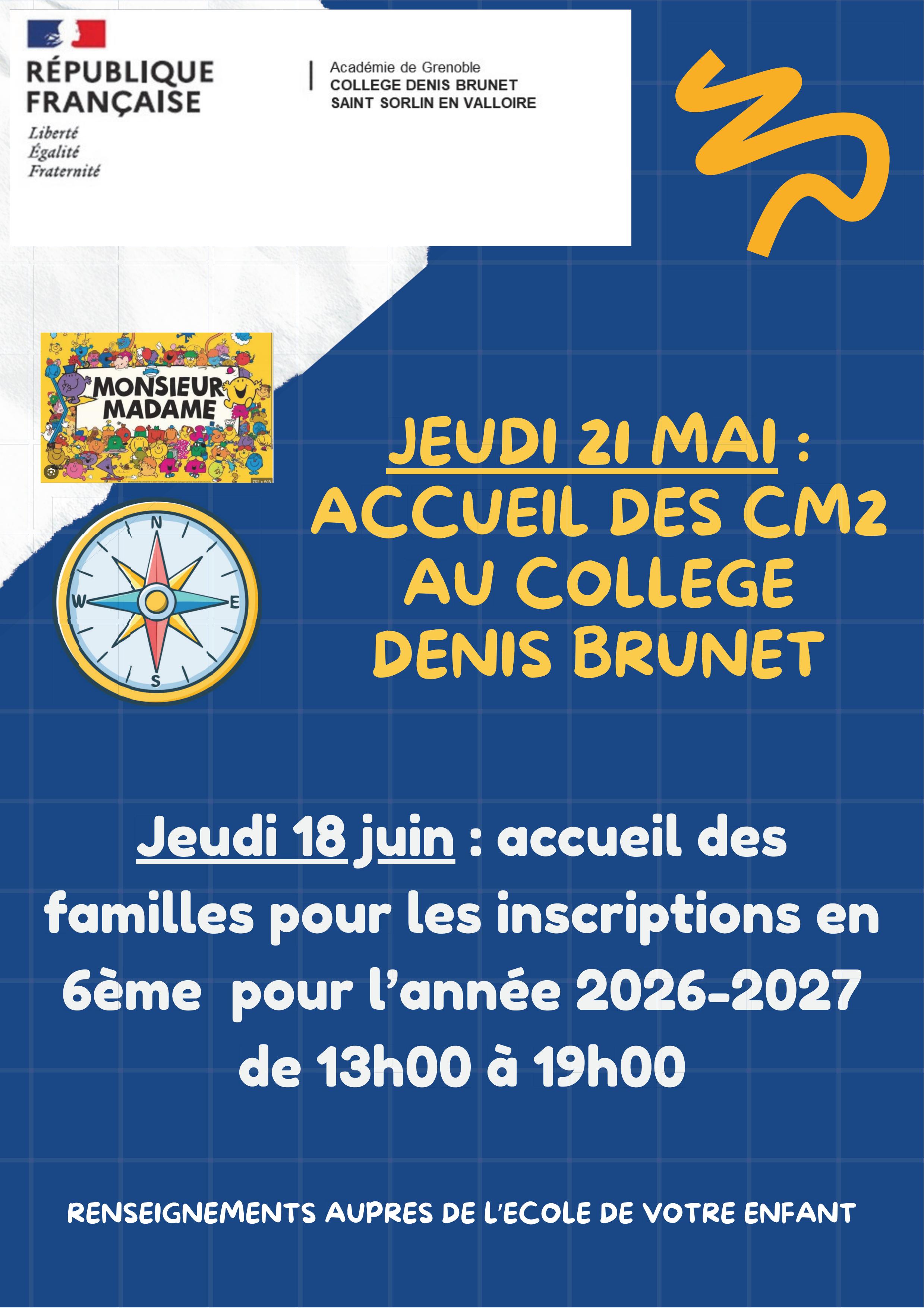 COLLEGE - ACCUEIL DES CM2