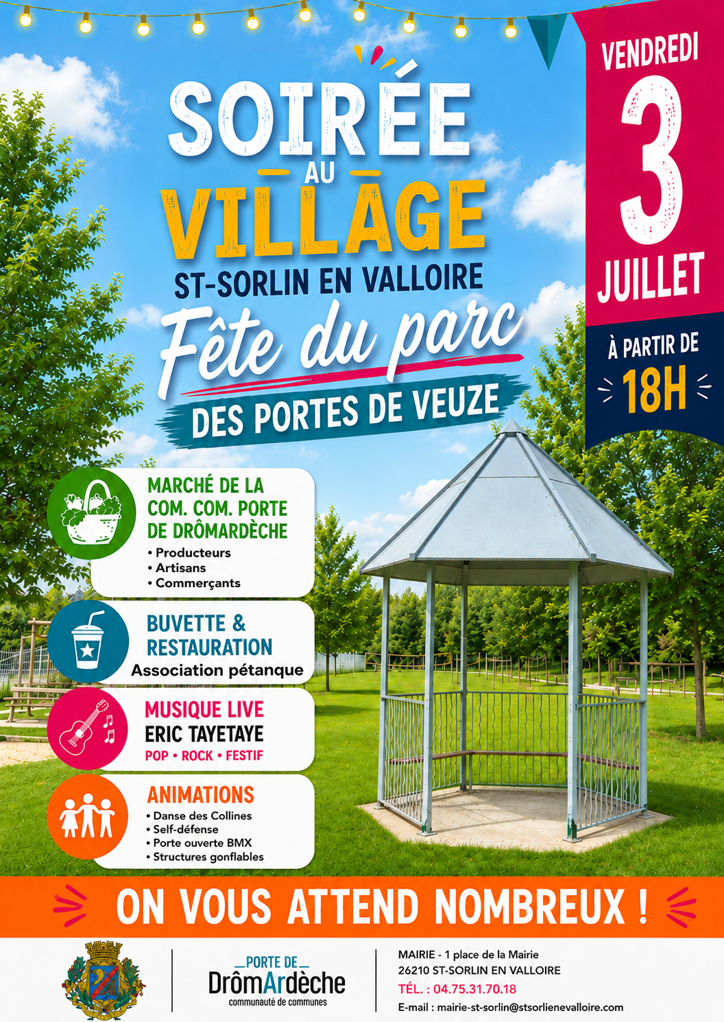 RENDEZ-VOUS VENDREDI 03 JUILLET DÈS 18H AU PARC DES PORTES DE VEUZE – UNE SOIREE A NE PAS MANQUER !