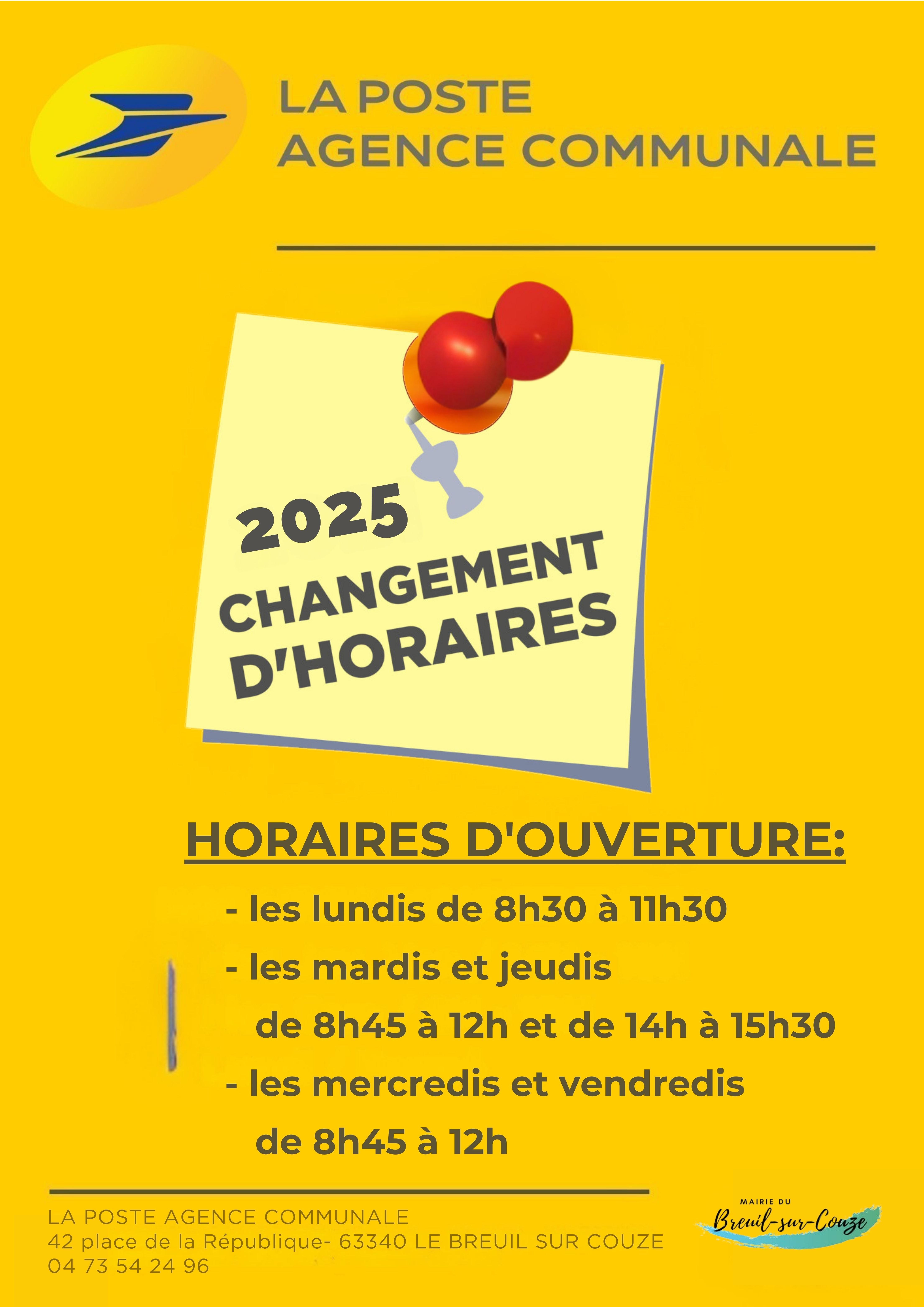 Changement horaires postales