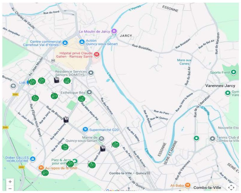 Carte emplacements conteneurs à verre