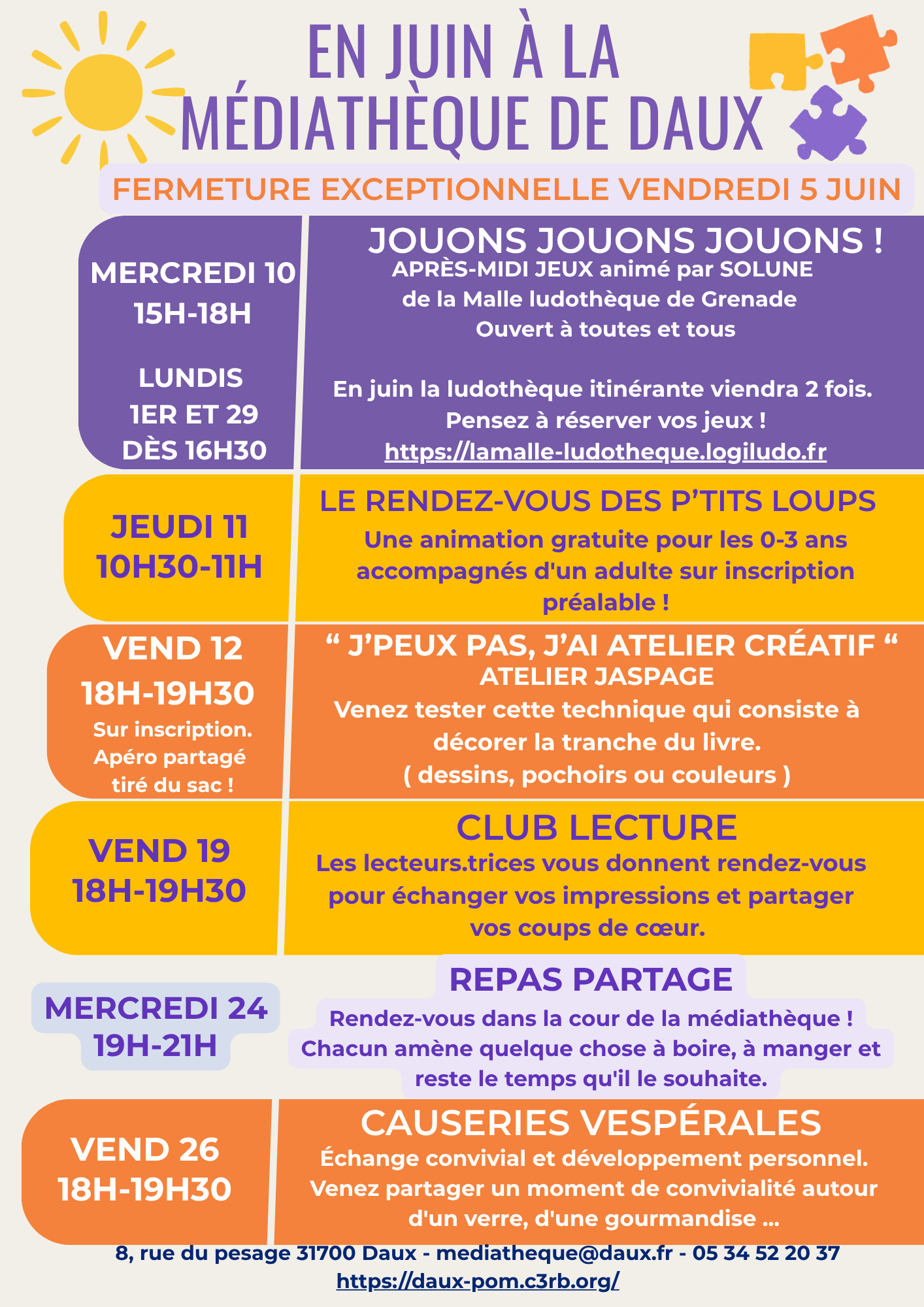 Les actualités de la médiathèque