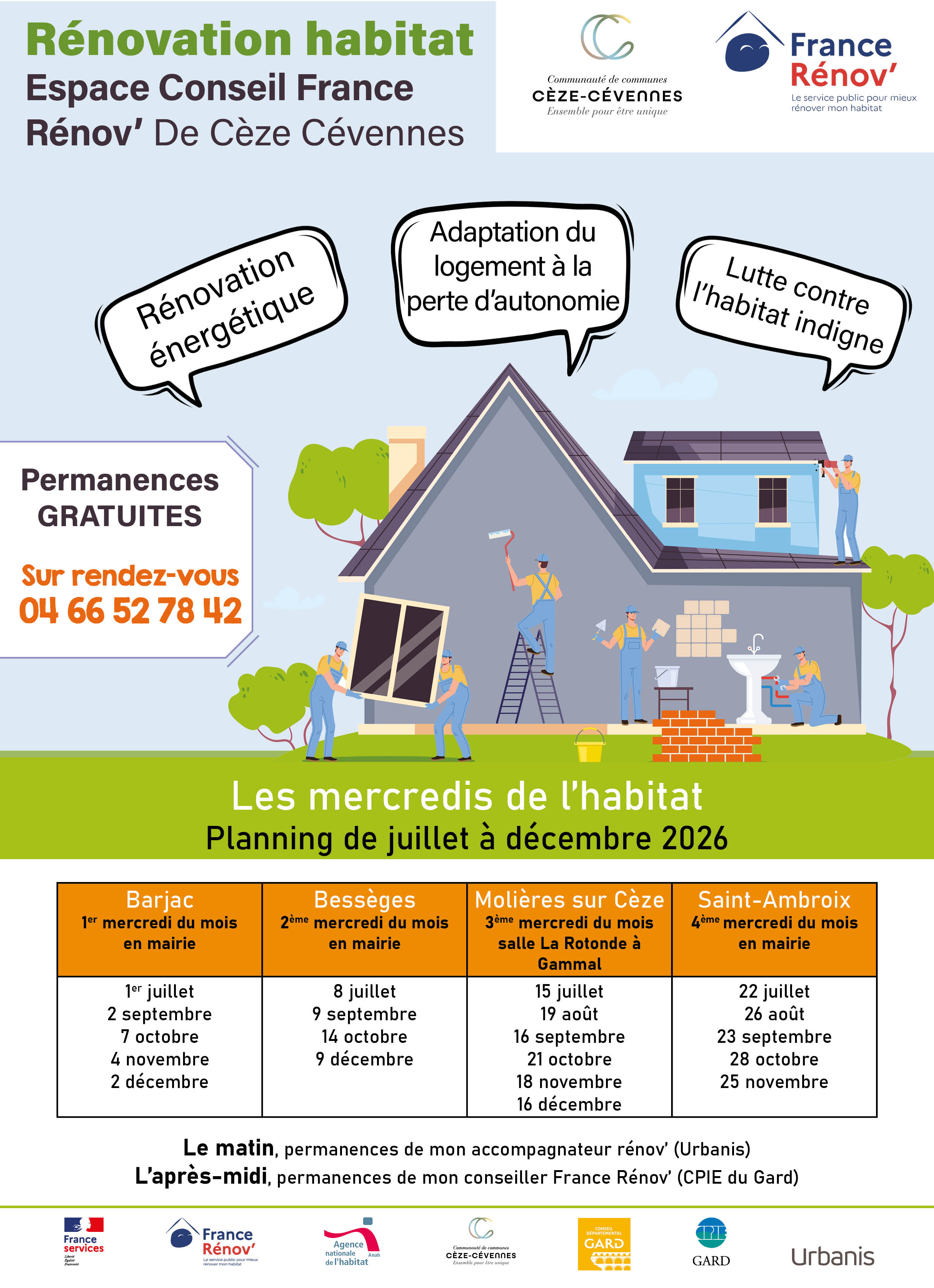Panning Permanences second semestre 2026