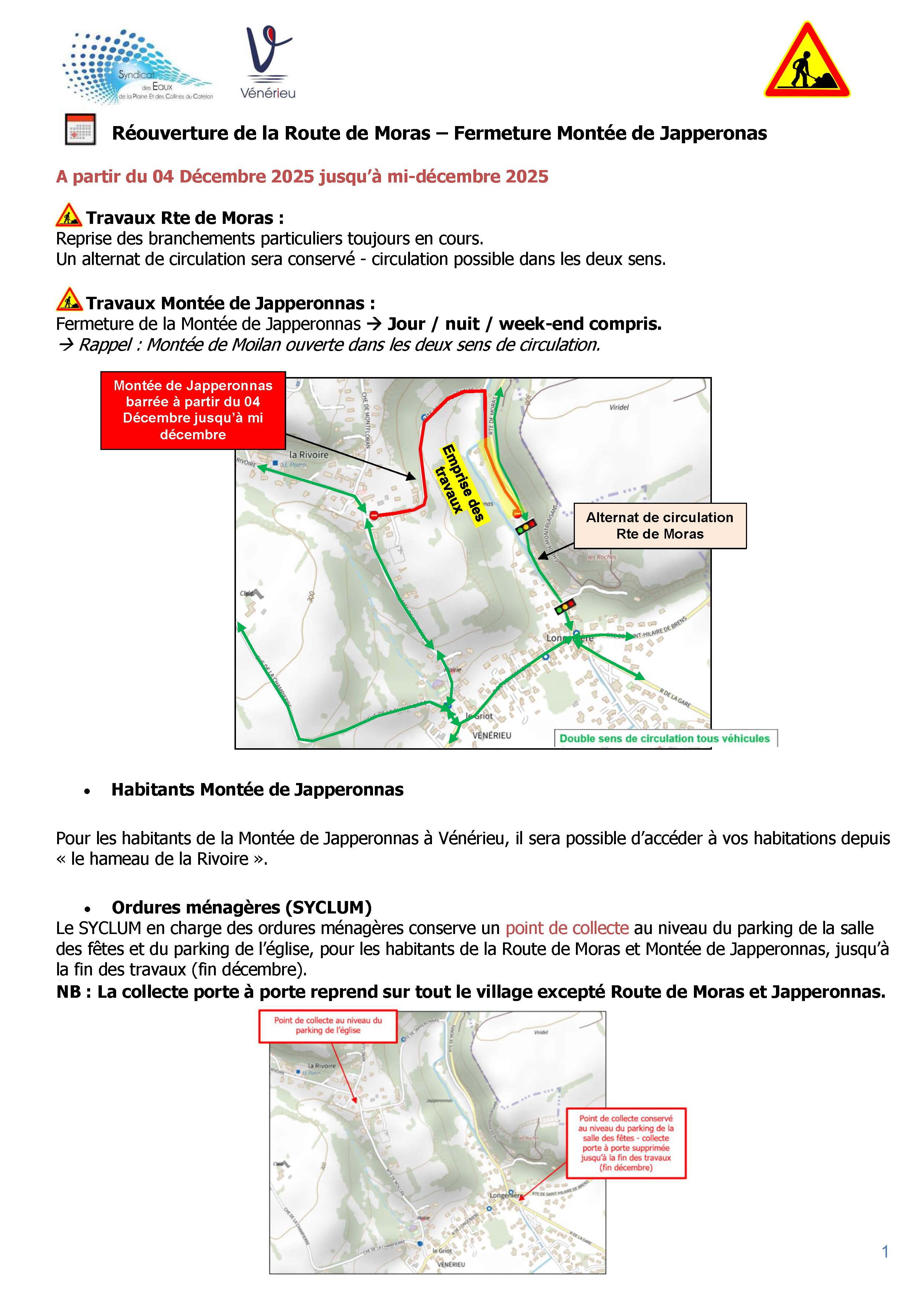 Travaux Montée de Japperonnas / Route de moras