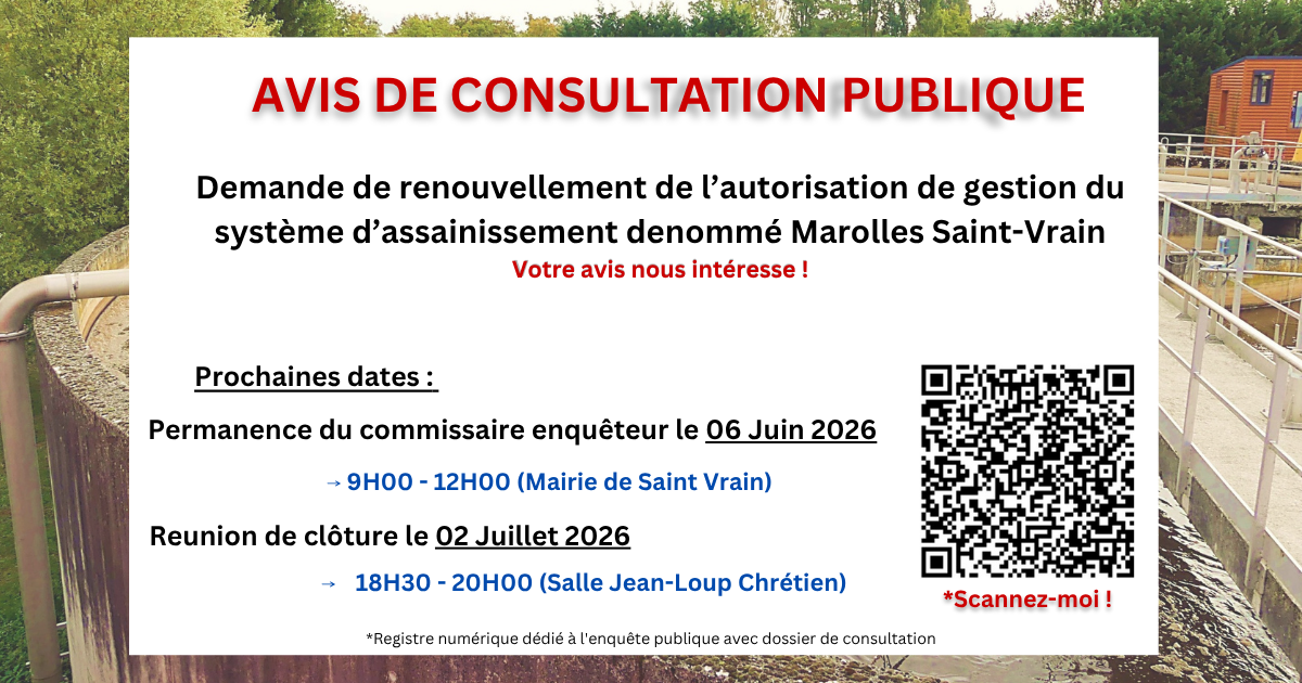 CONSULTATION PUBLIQUE – Système d’assainissement Marolles / Saint-Vrain