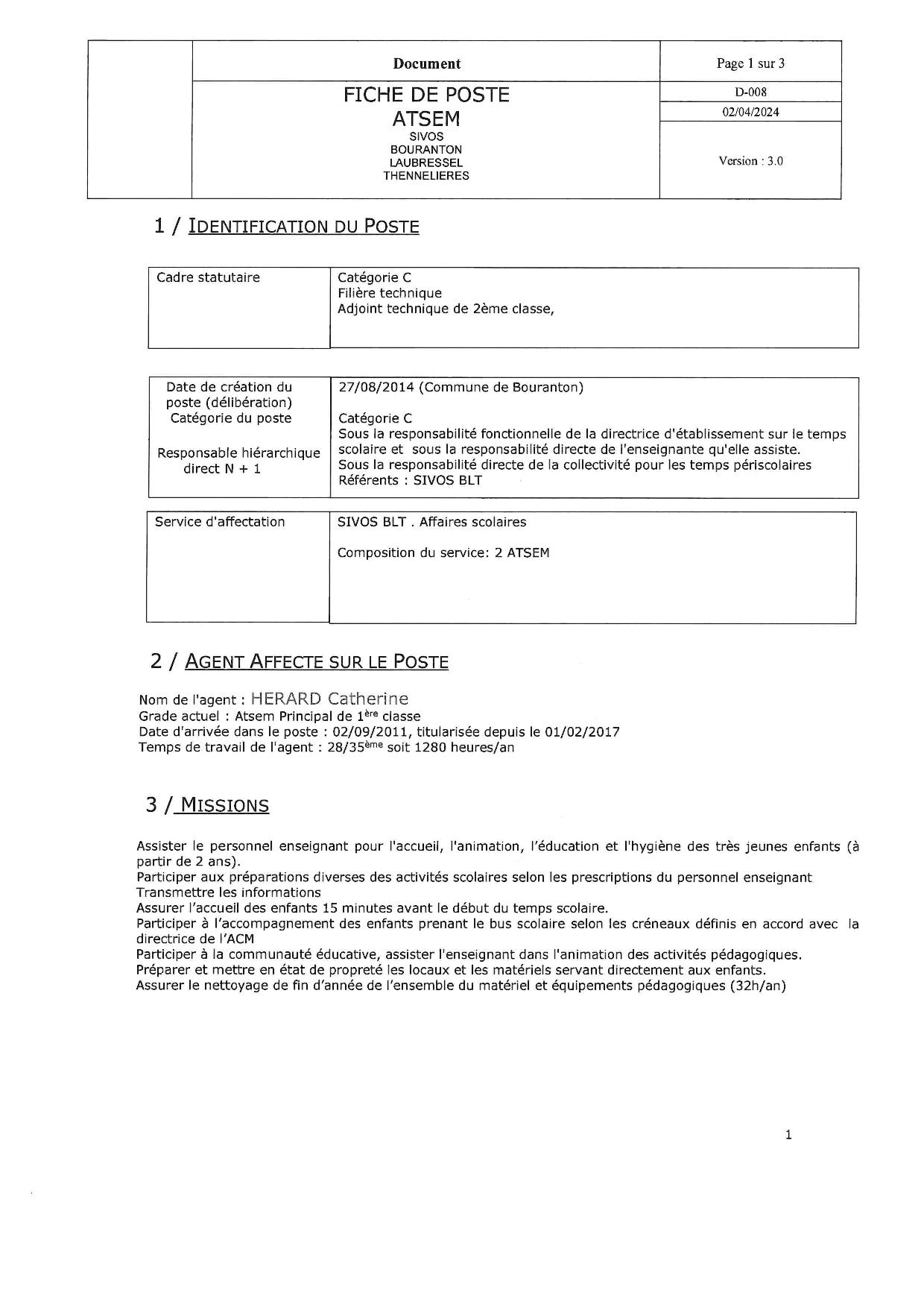 2 Postes à pourvoir SIVOS BLT