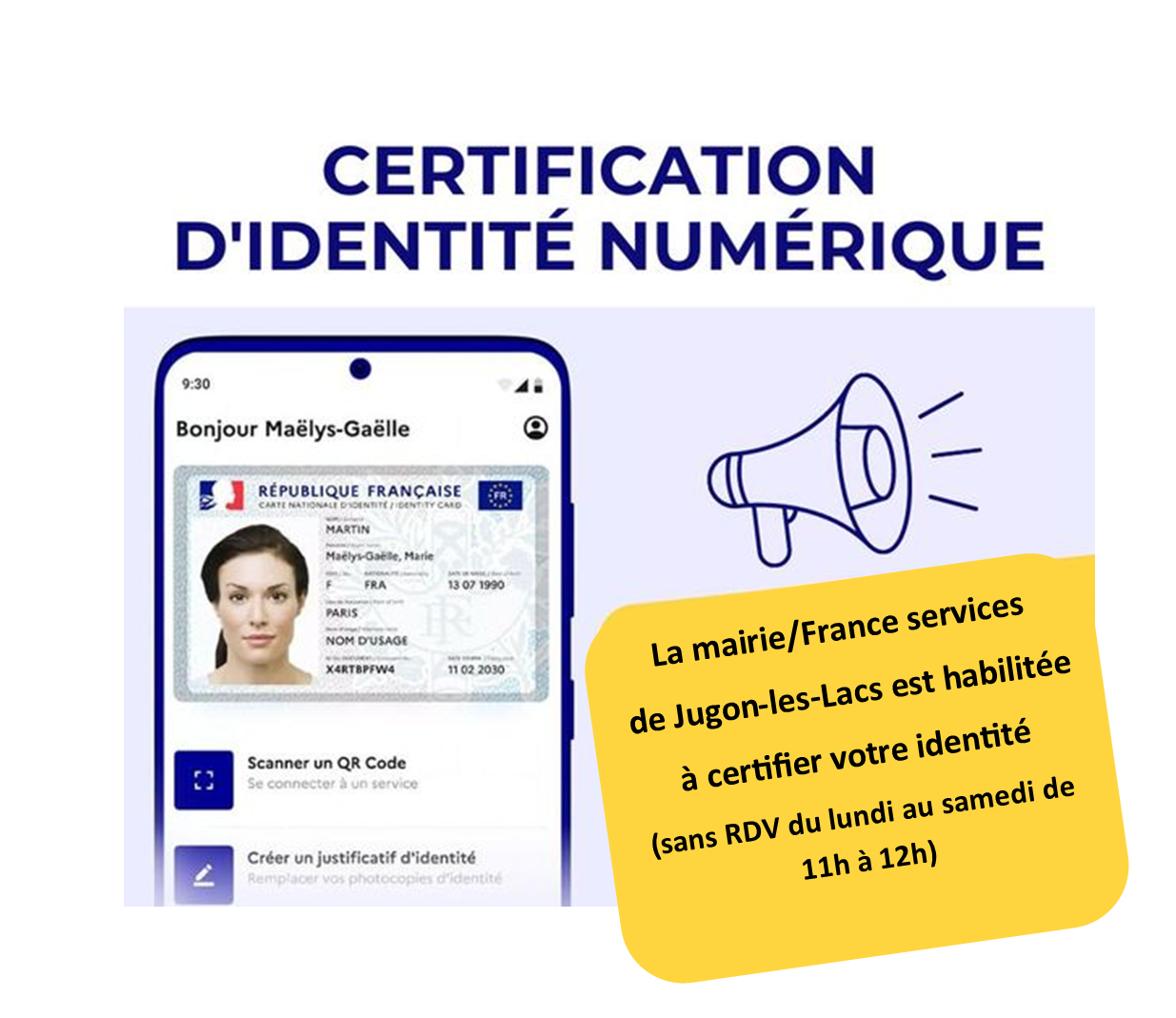 Certification d’identité numérique – A La mairie de Jugon-les-Lacs