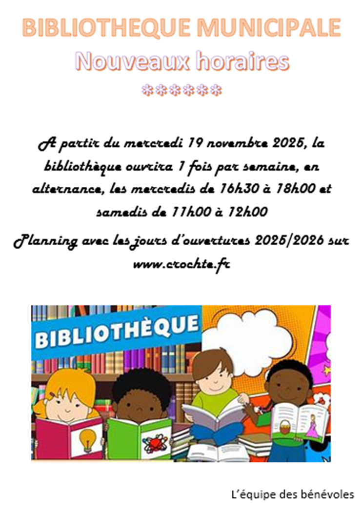 Nouveaux horaires à la bibliothèque