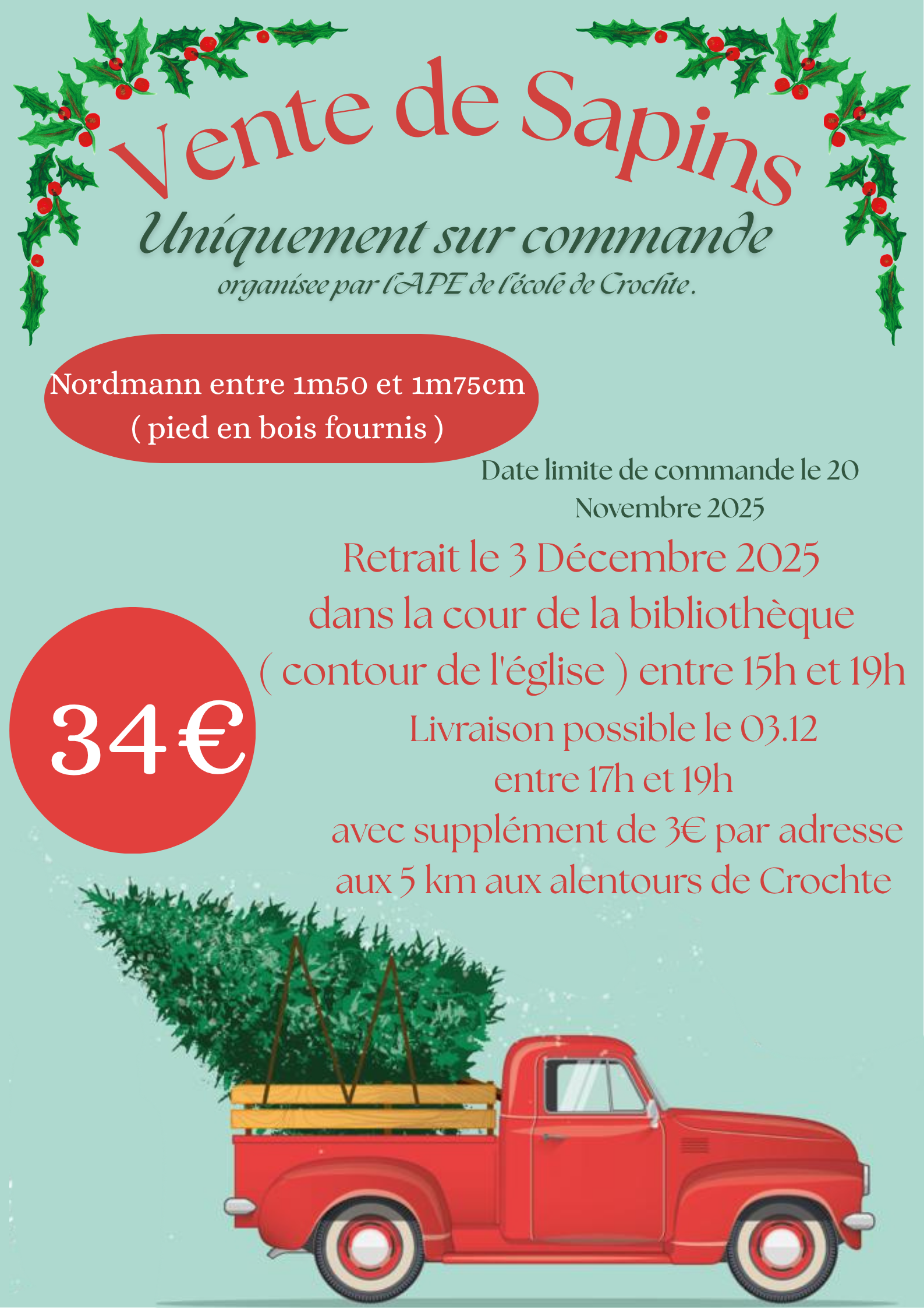 Vente de sapins de l'APE de l'école