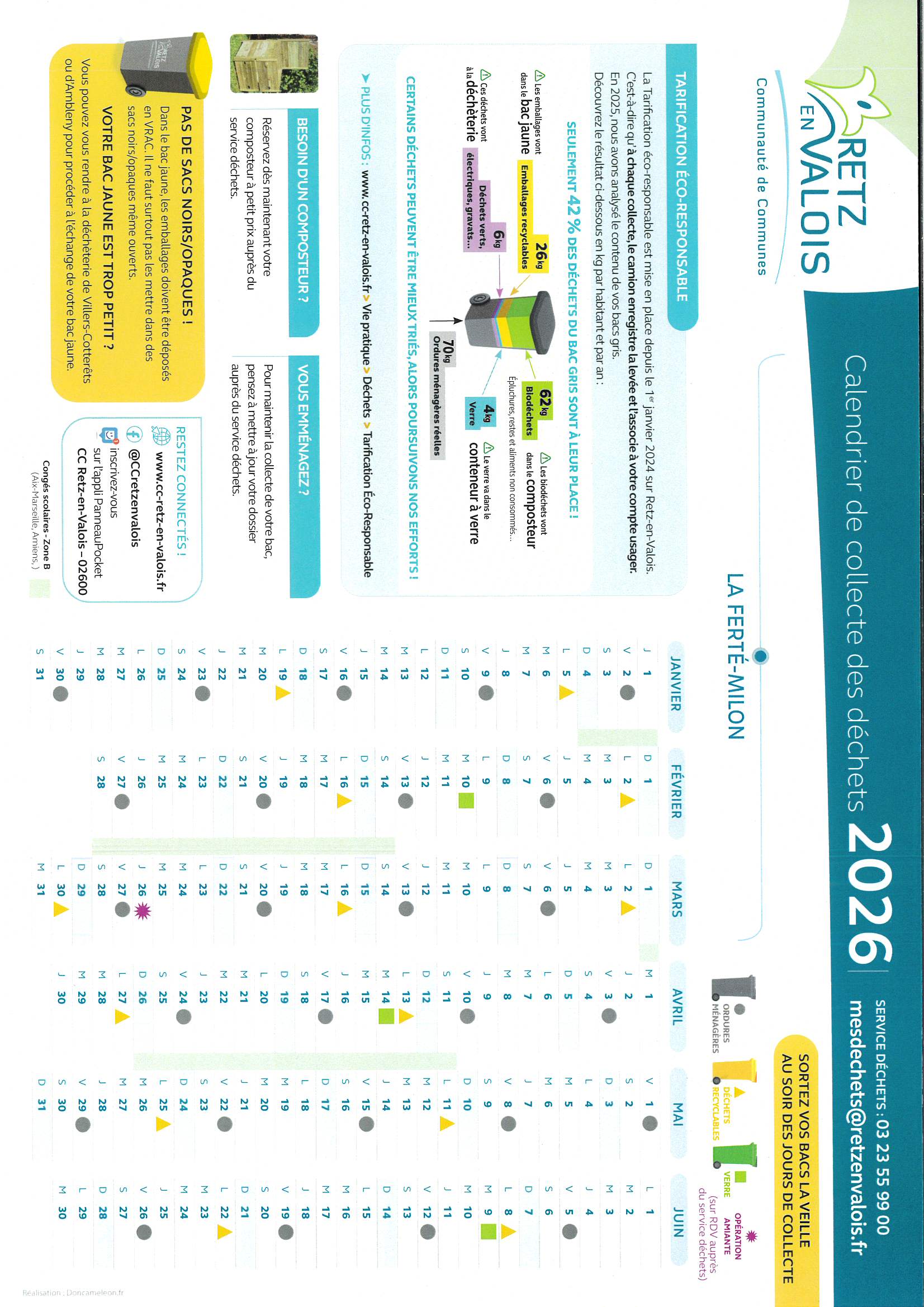 Calendrier collecte 2026 - sem 1