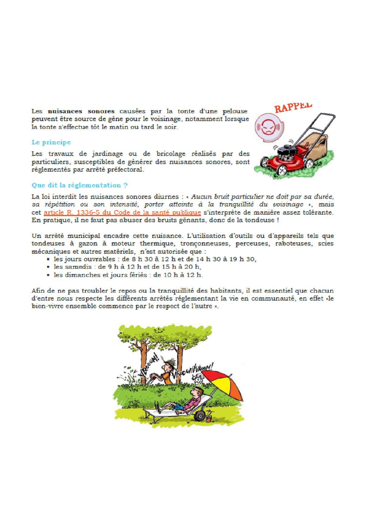 Règlementation des bruits de voisinage
