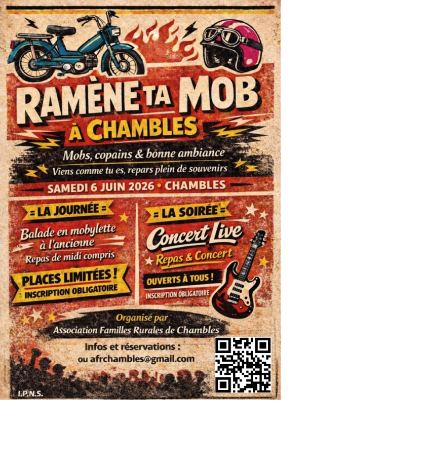 Après "ramène ta caisse" voici "Ramène ta mob" ! Le samedi 6 juin 2026 à Chambles