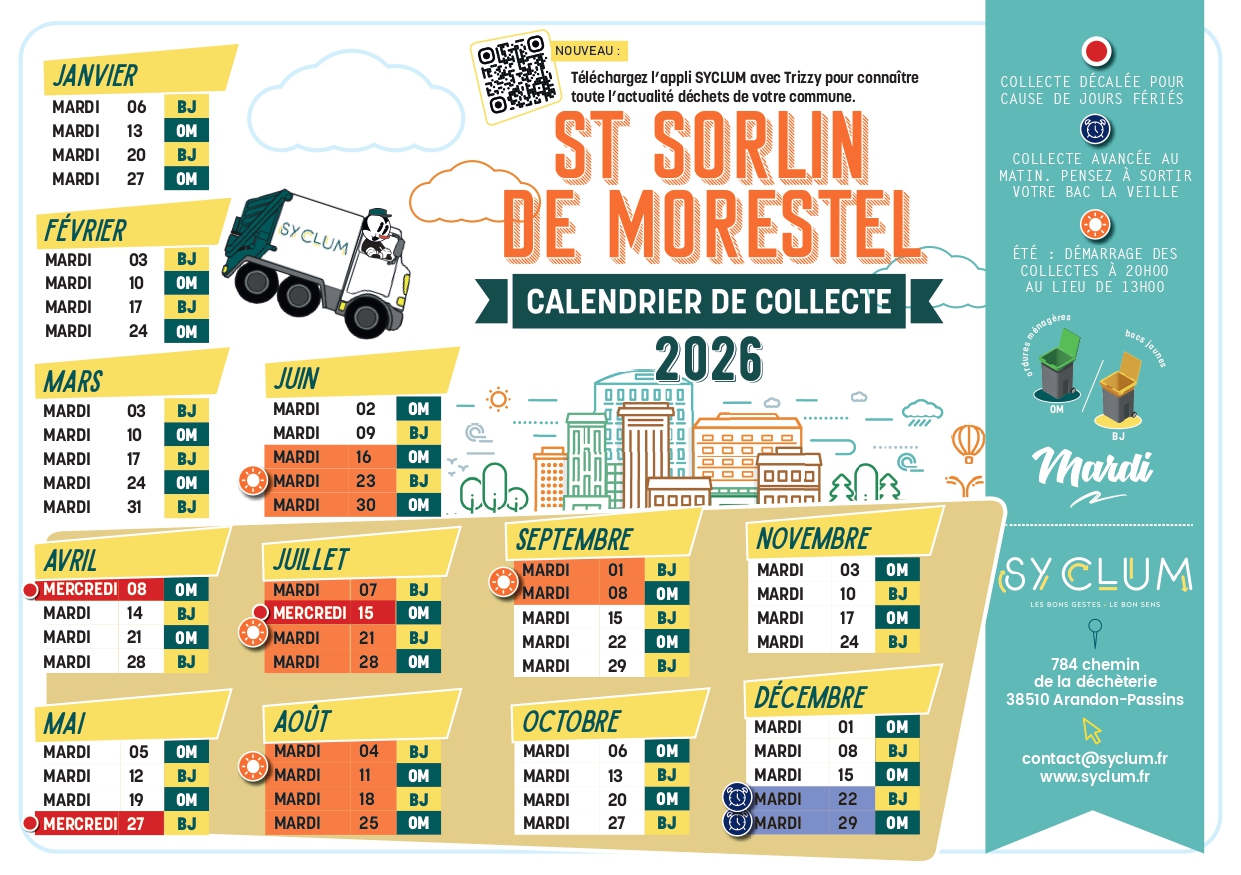 SYCLUM : Calendrier de collecte 2026