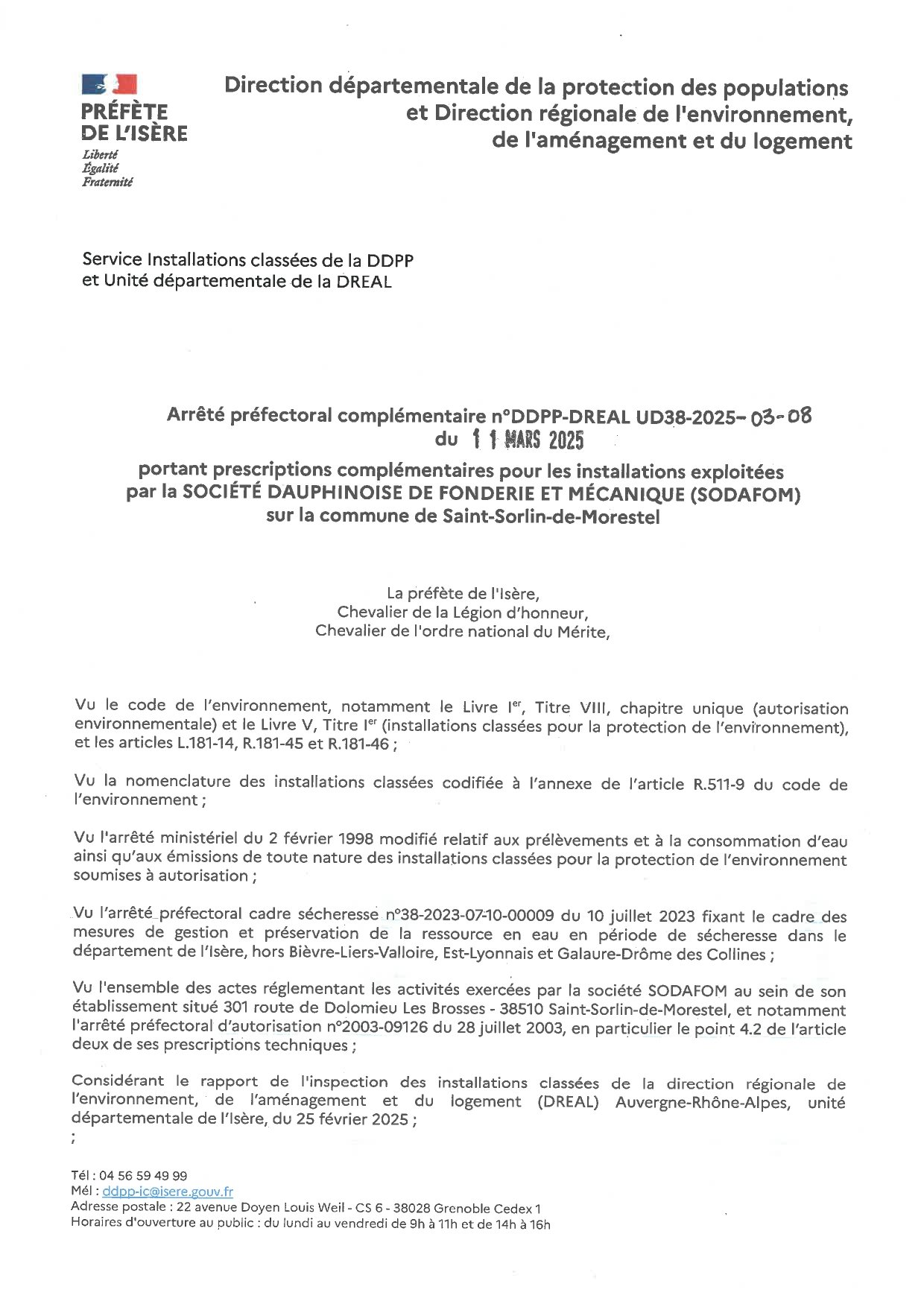 Arrêté Préfectoral