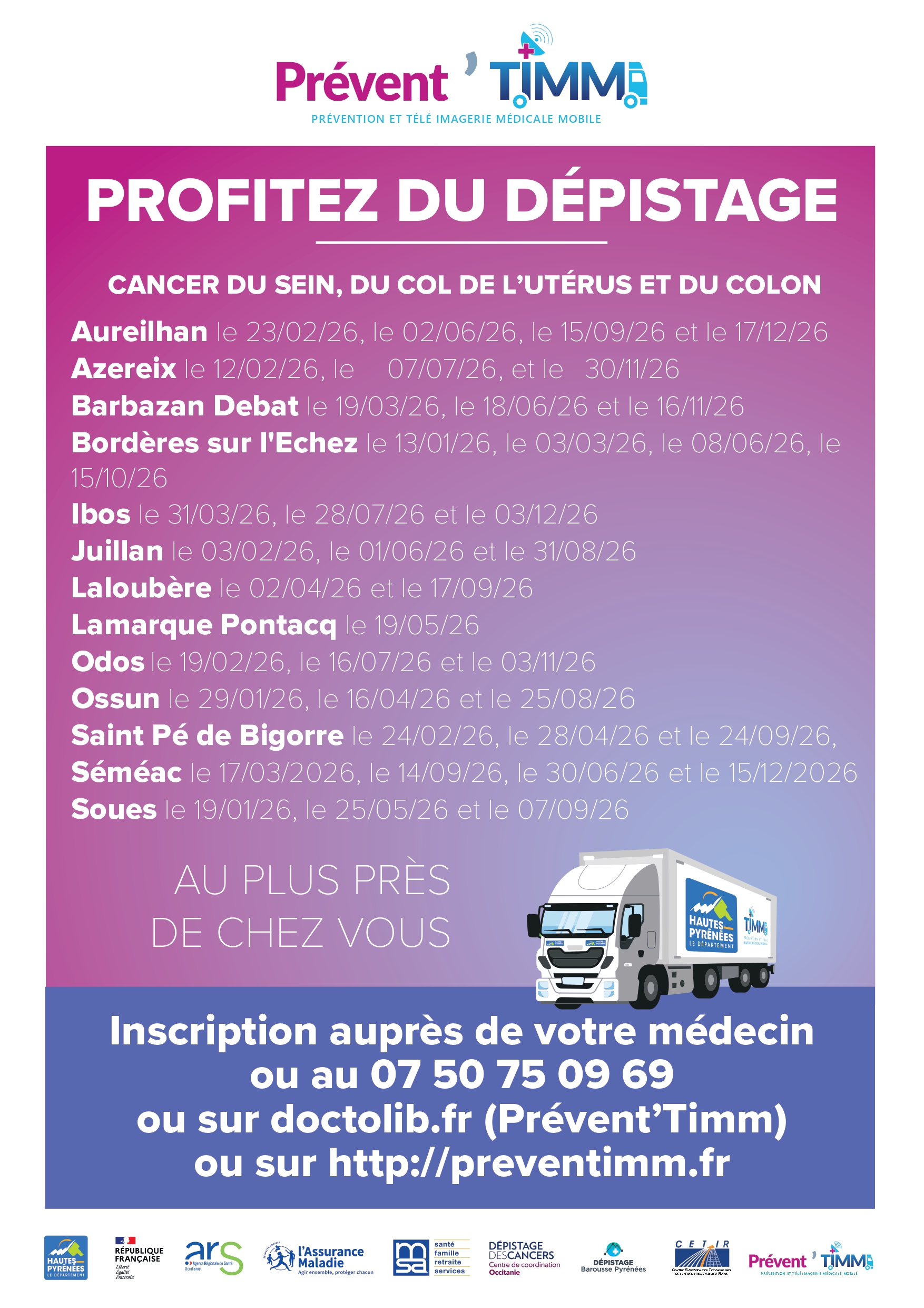 Dépistage des cancers du sein, du col de l'utérus et du côlon